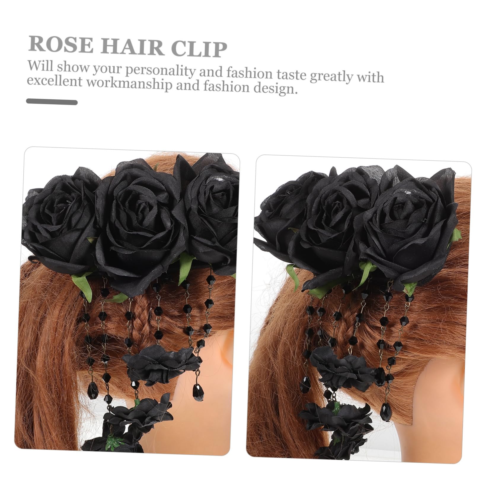 POPETPOP 4 Piezas Pasador De Pelo Rosa Pinzas Para El Cabello De Flores No Oscuras Pinzas Para El Cabello De Las Mujeres Rosas Horquilla Gótica Tela Oscuro Presilla Lateral Perder