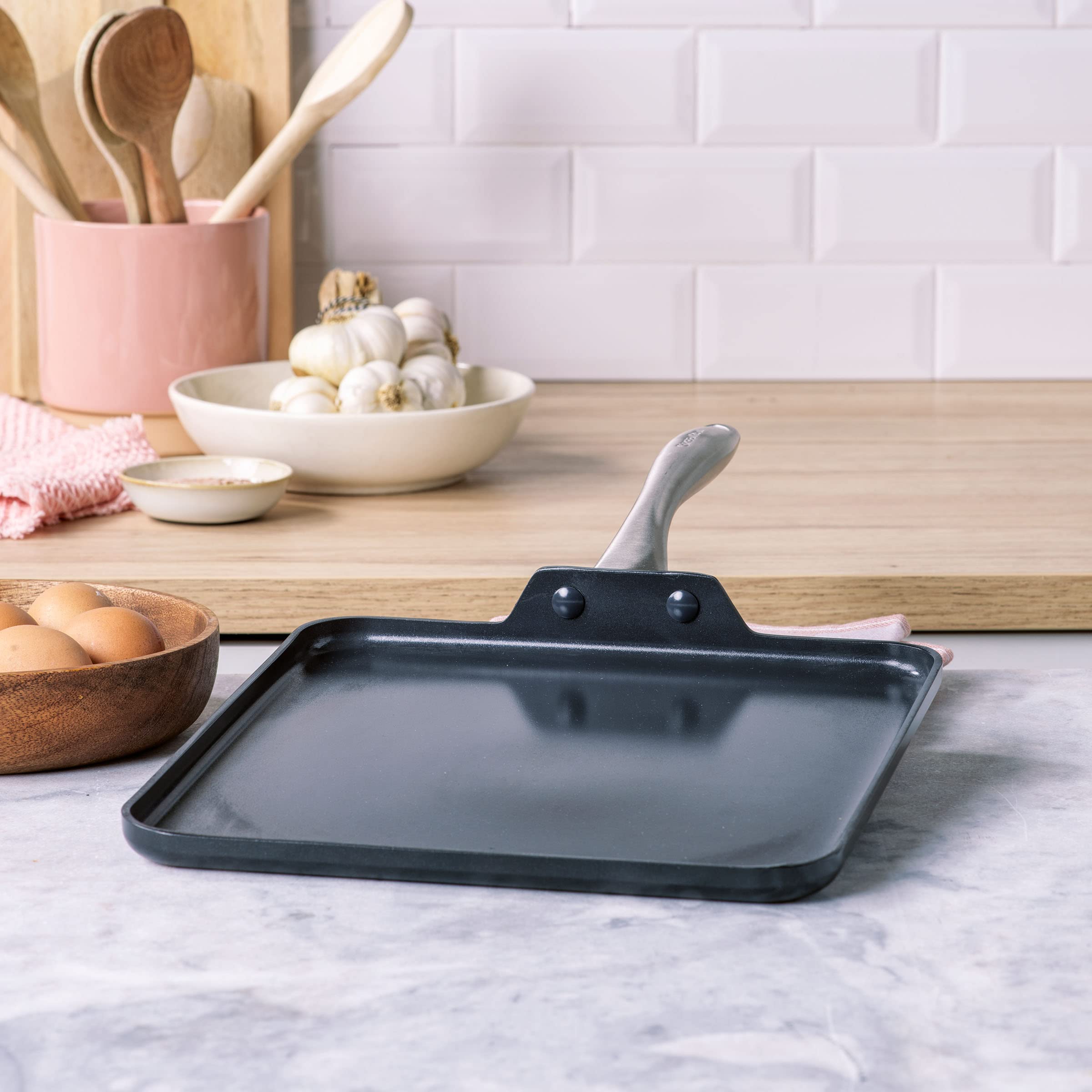 GreenPan Lima Midnight Harteloxierte gesunde keramische Antihaft-Bratpfanne, 28 cm, PFAS-frei, spülmaschinenfest, induktionsgeeignet, backofenfest, Schwarz