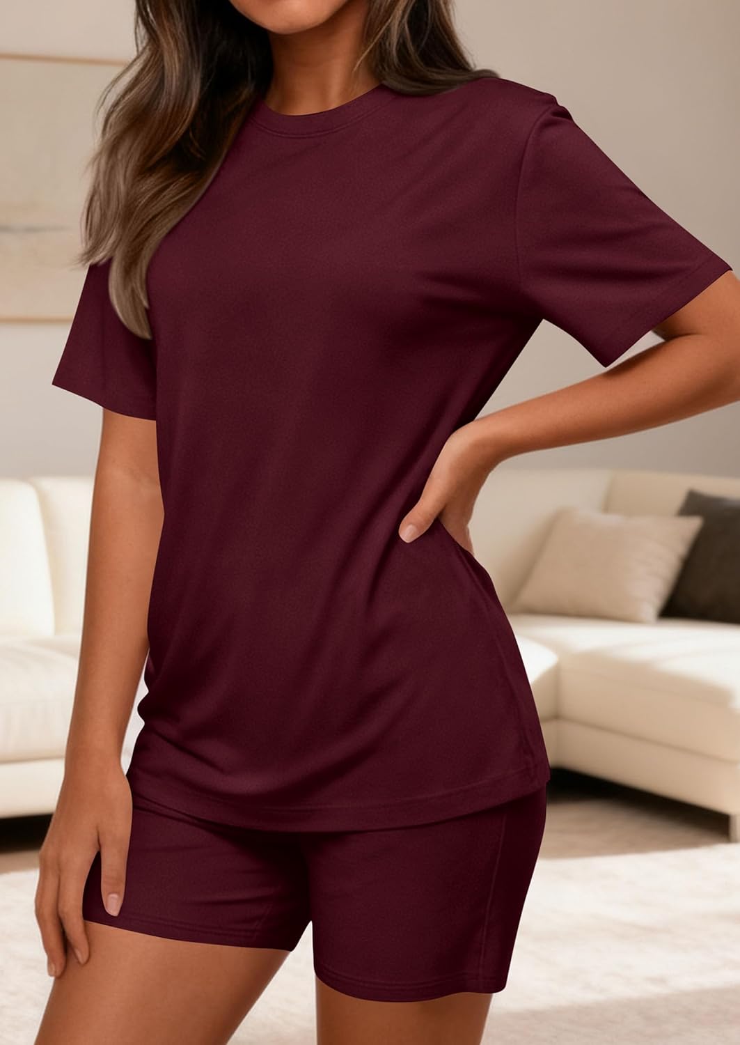 PRETTYGARDEN 2026 Women's Summer 2 Piece Sets Casual Lounge Set Short Sleeve Tops Shirts Shorts Travel Beach Vacation Outfits - Image 8