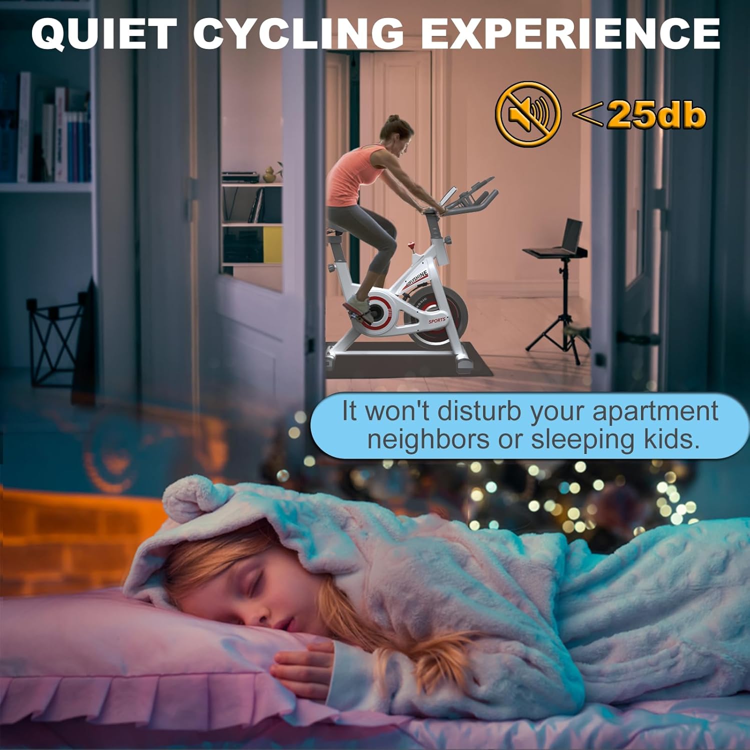 GOFLYSHINE Exercise Bikes Stationary, Indoor Cycling Bike for Home Cardio Gym,Workout Bike with Saddle Cover, Ipad Mount LCD Monitor,Silent Belt Drive GOFLYSHINE Exercise Bikes Stationary, Indoor Cycling Bike for Home Cardio Gym,Workout Bike with Saddle Cover, Ipad Mount LCD Monitor,Silent Belt Drive