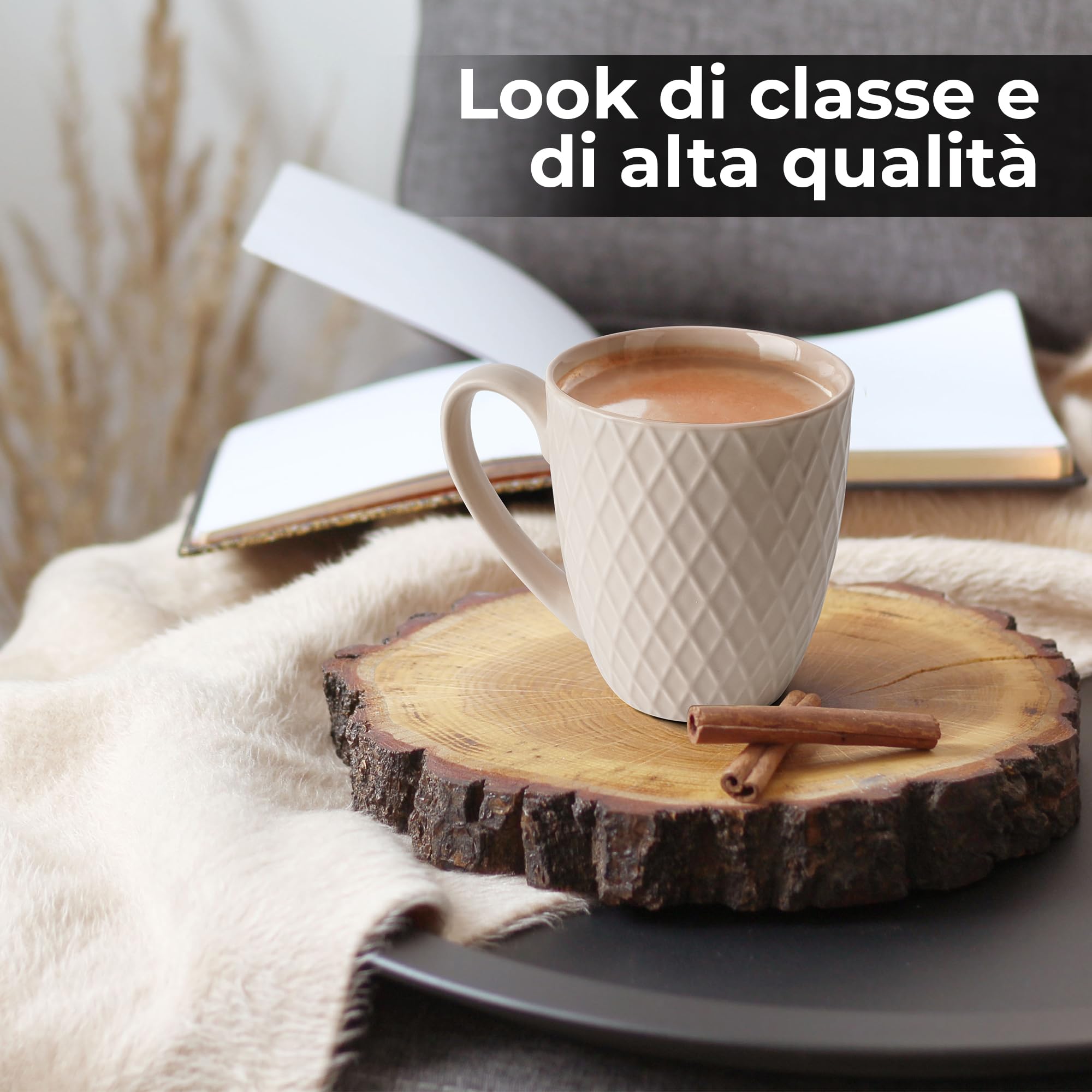 MIAMIO Palmanova Set di tazze da caffè in ceramica 400 ml Beige
