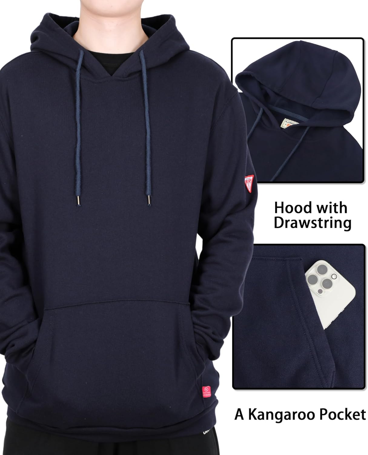 TICOMELA FR Hoodies Pullover 10.5oz Cottoon Fleece Flame Resistant Hooded Sweatshirts - Image 2