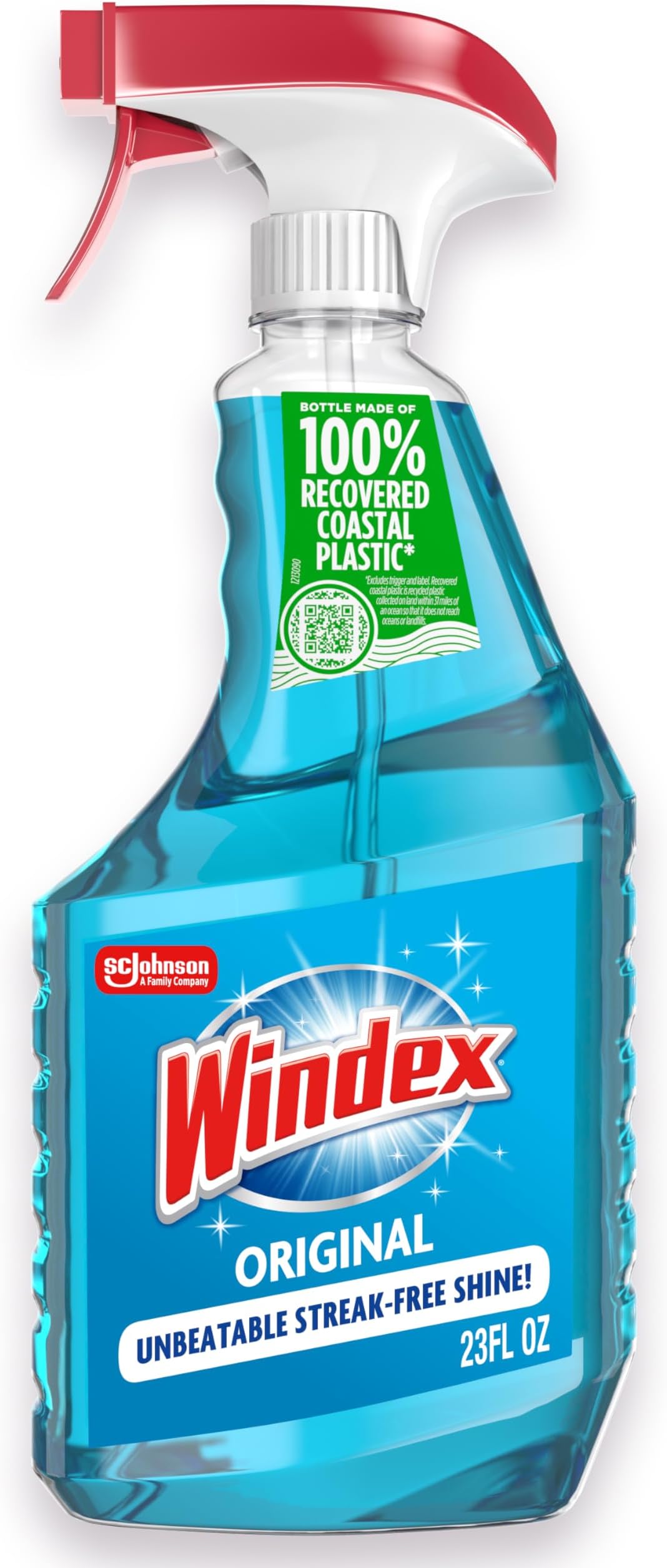 Windex Glass and Window Cleaner Spray Bottle, New Packaging Designed to Prevent Leakage and Breaking, Original Blue, 23 fl oz