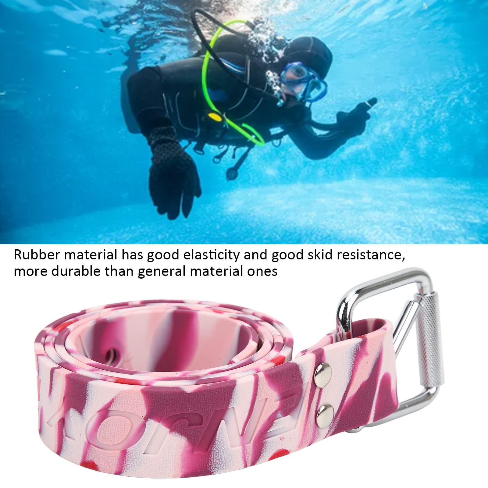 HERCHR Cintura per pesi da immersione, cintura per pesi da sub in gomma regolabile, cinturino elastico con fibbia in acciaio inossidabile a sgancio rapido per gli sport subacquei
