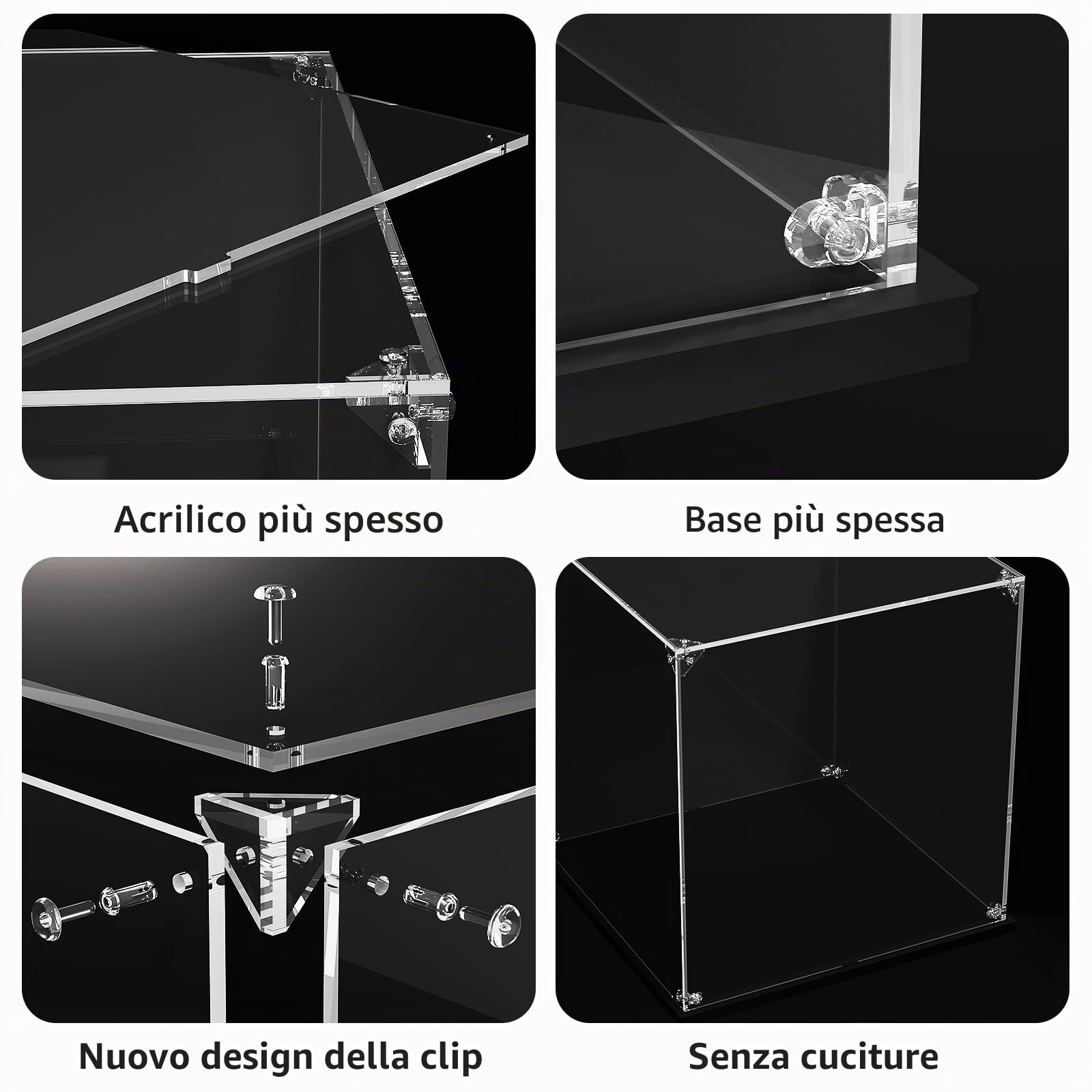 Vetrina in acrilico per action figure giocattolo Funko Pop antipolvere trasparente in plexiglass espositore per modellini di auto da collezione 25 x 25 x 40 cm, LY012-9