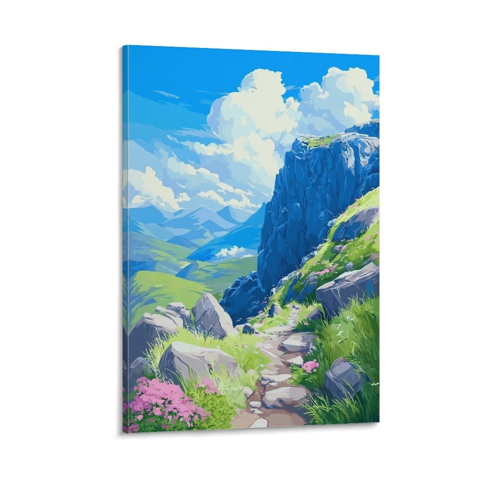 CTZIKWW Great Gable Lake District 20x30inch(50x75cm) Vintage Watercolor Canvas Wall Art