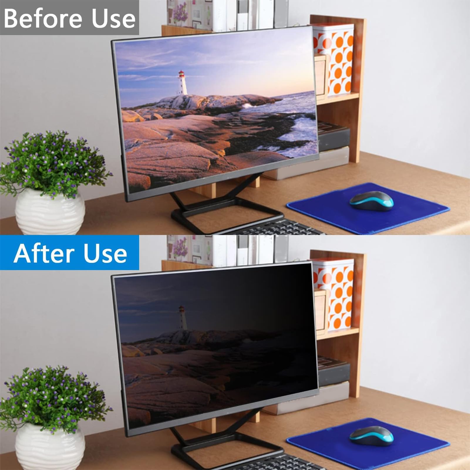 Pantalla Privada para Computadora con Filtro de Privacidad Antirreflejo y Luz Azul para Monitor de 23,8 Pulgadas, Protección UV, Bloqueo de Vista Lateral, Adsorción Estática
