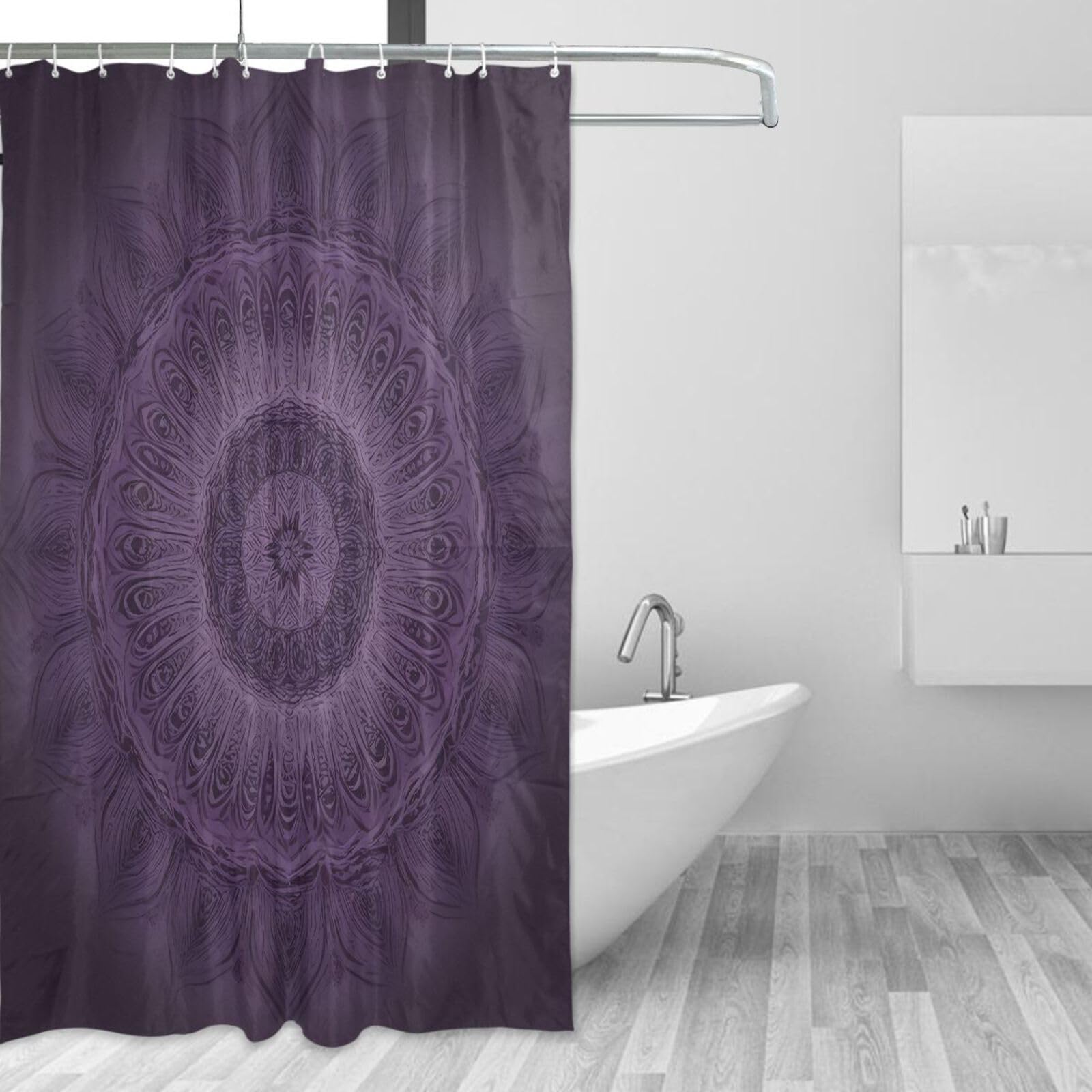 Rideau de douche anti-moisissure tissu imperméable violet mandala
