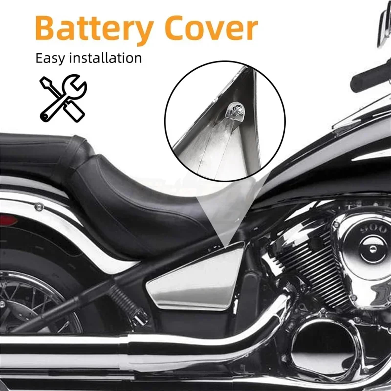 Battery Top Cover Side Battery Cover Chromowane osłony boczne akumulatora motocyklowego, osłona ramy, pasujące do Kawasaki Vulcan VN900 Classic Custom 2006-2020