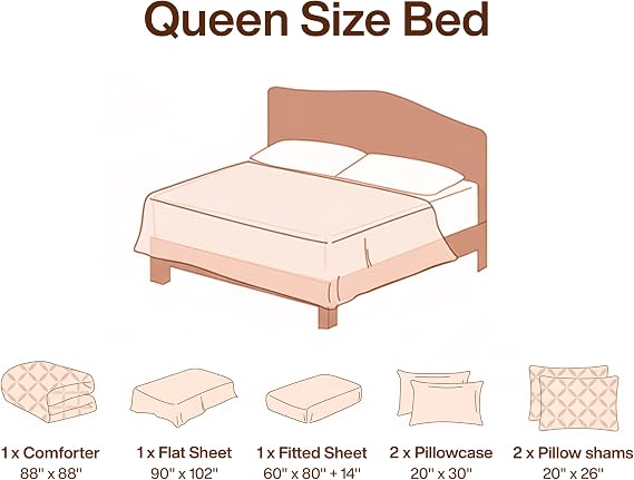 Utopia Bedding 7 Pc Pintuck Queen Comforter Set, 88 x 88 Inches, Grey