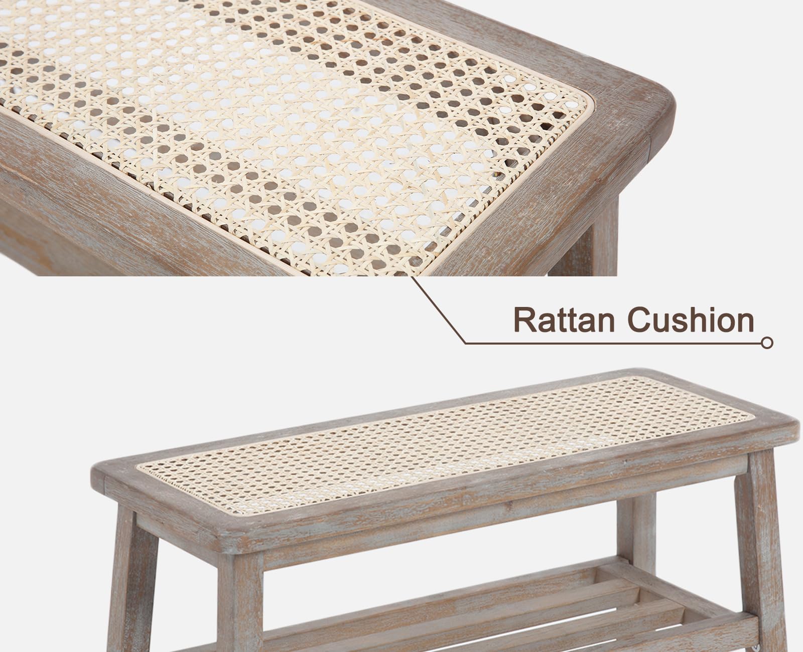chairus Panchina da Interno Panca Scarpiera a 2 Livelli, Legno Naturale
