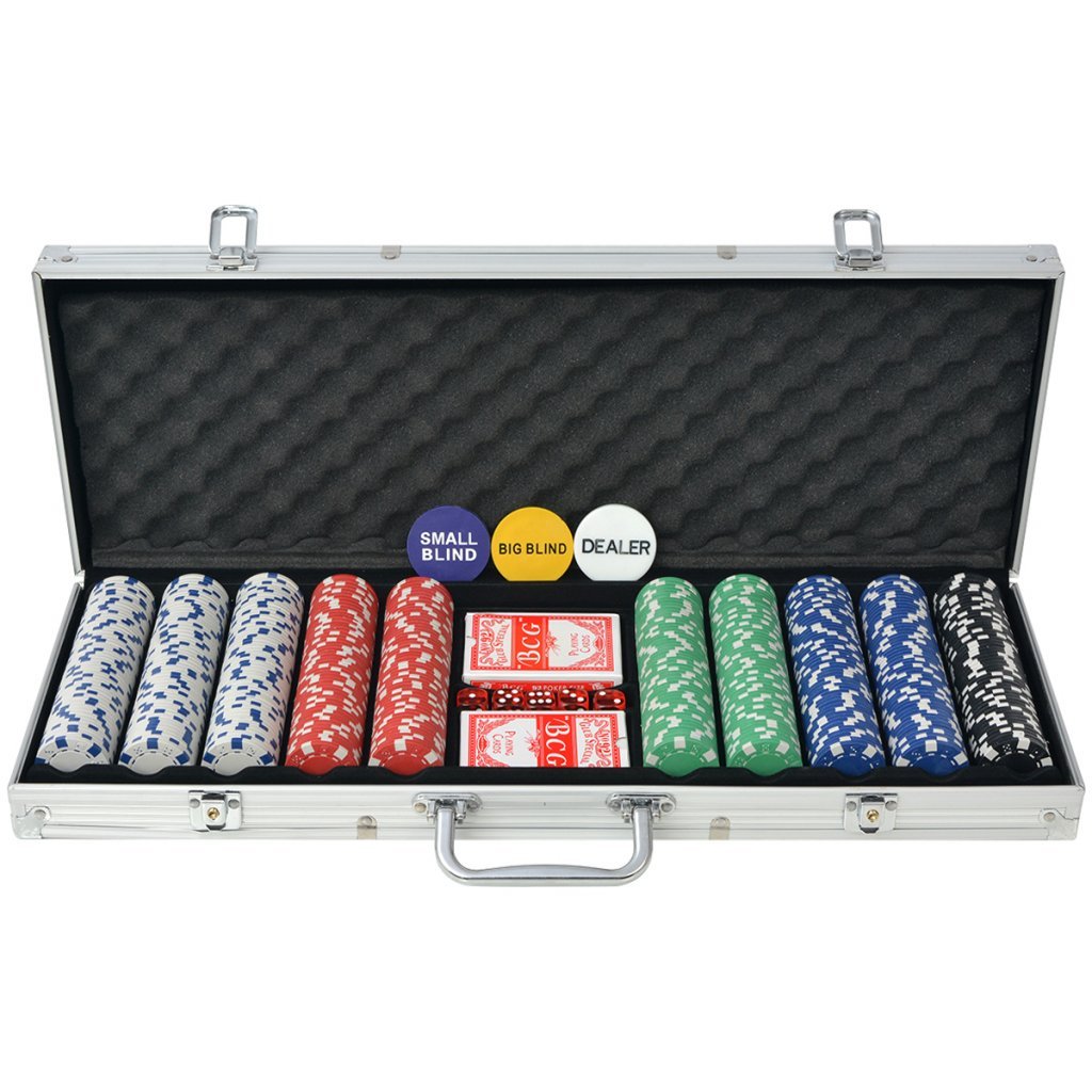 Festnight Set Poker avec 500 Jetons dans Un Coffre en Aluminium