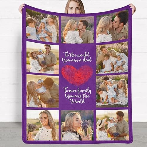 COLORSFORU Manta personalizada para el Día del Padre, regalo de hija, hijo, esposa, manta con imagen personalizada para papá, manta con imagen