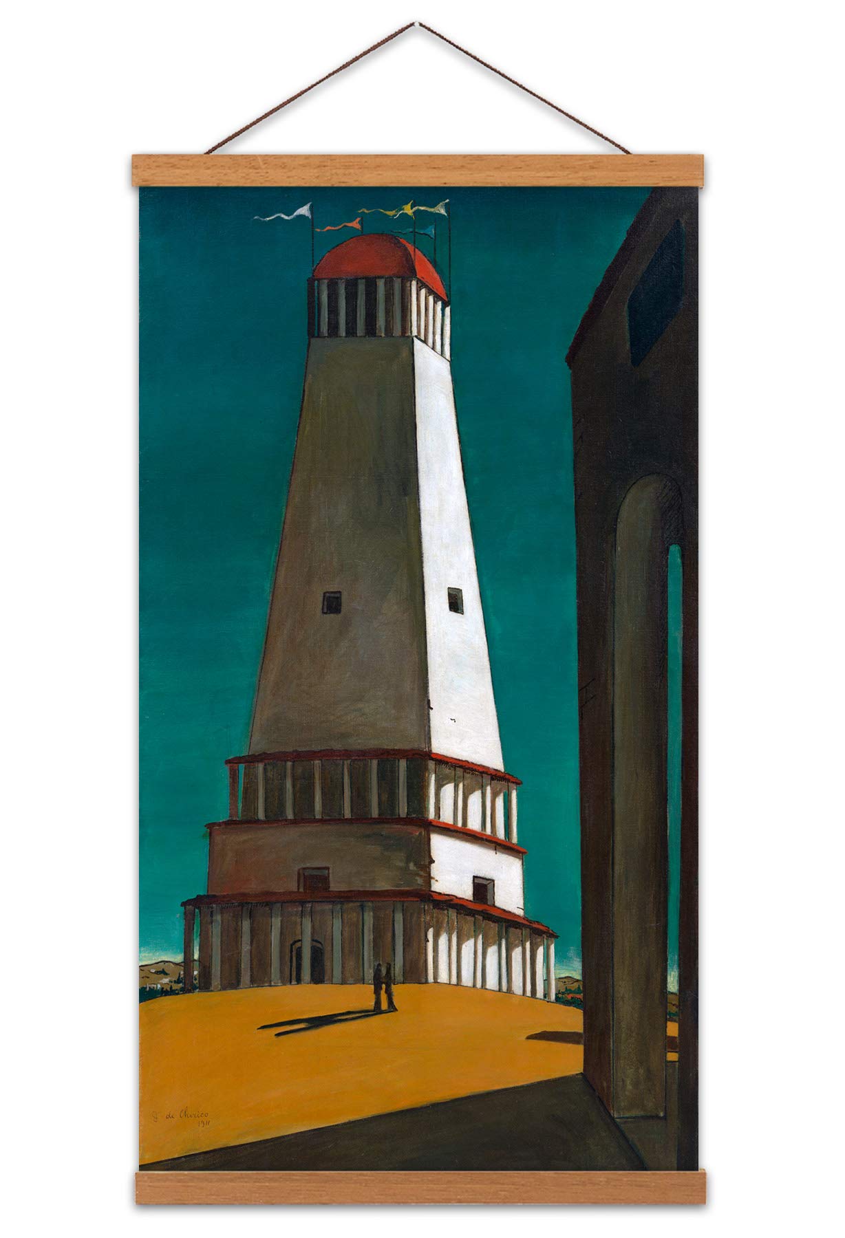 Giorgio de Chirico La nostalgia dell'infinito Canvas Wall Art Print Magnetic Hanger Clip Frame 24X12 Inch