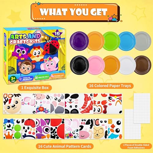 Miniatura 2 de Paquete de 16 artes y manualidades para niños, manualidades para niños pequeños, platos de papel de animales, regalo para niños y niñas de 3, 4, 5,