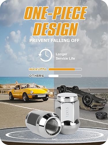 Miniatura 5 de MIKKUPPA 20PCS M12x1.5 Lug Nuts - Replacement for 2001-2022 Ford Escape, 2000-2018 Ford Focus, 2006-2020 Ford Fusion, 2009-2021 Chevy Cruze, Chrome