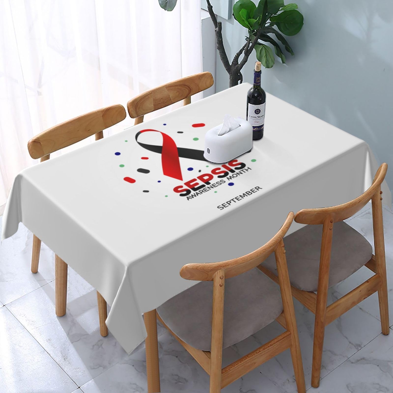 JunHeArt Sepsis Awareness Month Tablecloth Rectangle Table Cover Washable Table Cloths Decor For Kitchen 54" X 72"