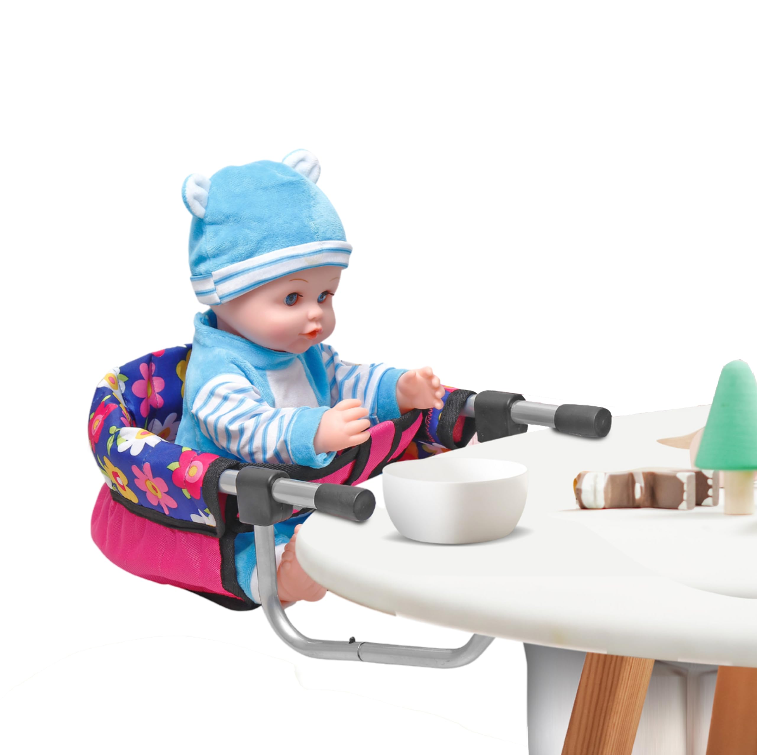 fash n kolor Baby Doll High Chair, Fits up to 20 inch Baby Dolls Flower Print Toddler Furniture Toy High Chair for Dolls (Doll Not Included)