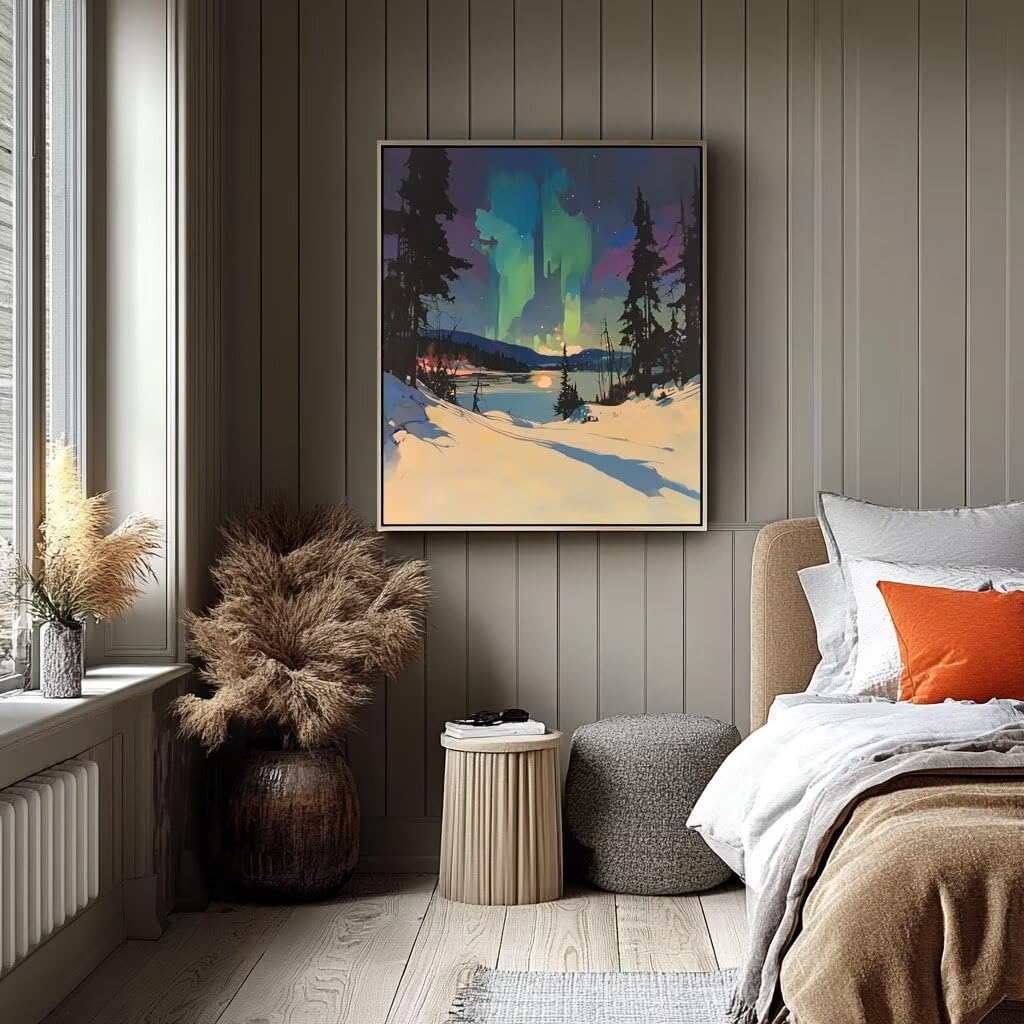 Malowanie po numerach, dla dorosłych, zimowe malowanie według numerów, płótno dla dzieci, artykuły plastyczne na ścianę, 137 x 100 cm, zorza polarna, kolorowy obraz na płótnie, rękodzieło dla