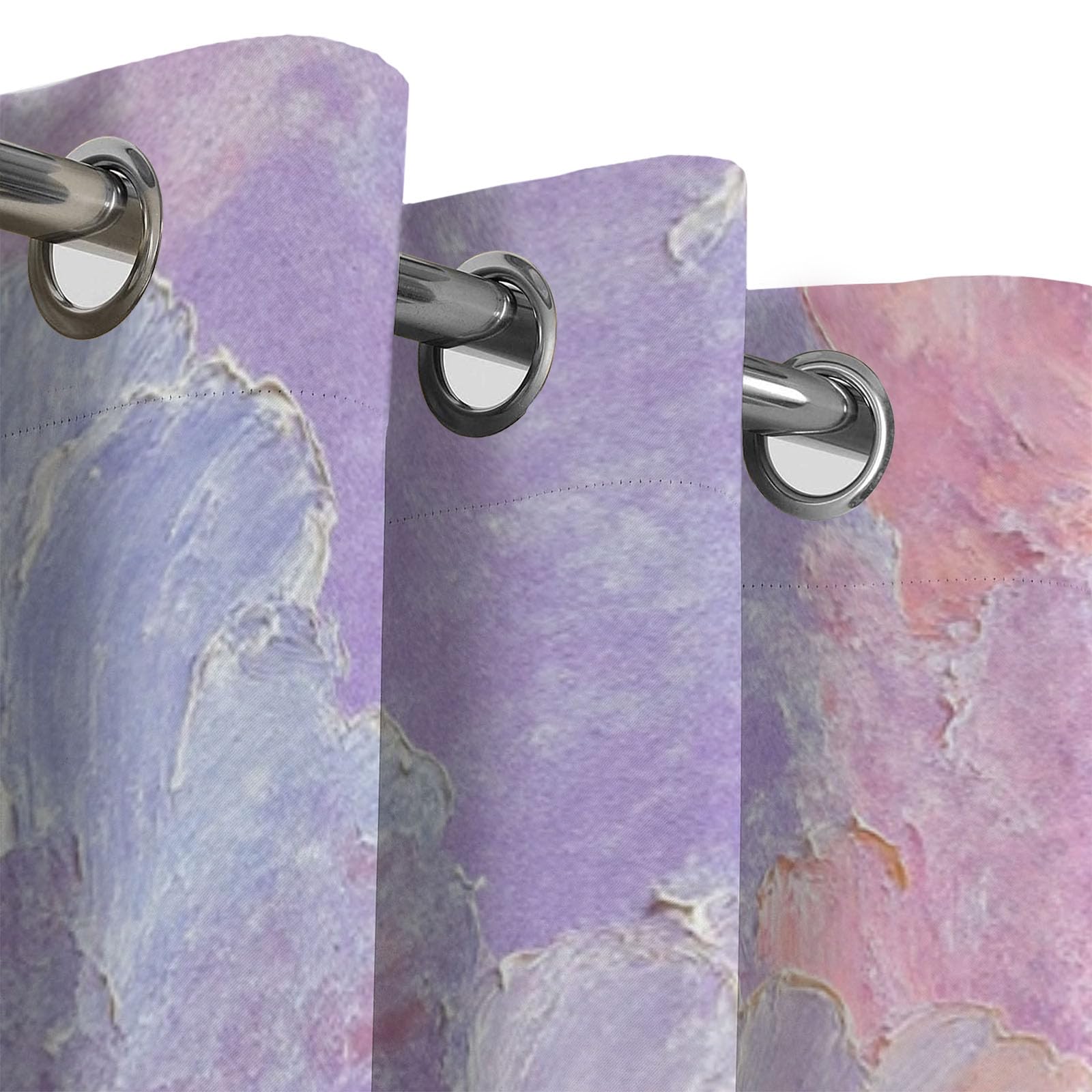 Rideau Occultant Salon Pétales Abstraits 3D, Rideaux Motif Texture De Peinture À l'huile avec Oeillets 2 Panneaux Rideaux Occultant Thermiques Opaque pour Fenetre Chambre, 117X137 Cm, Poudre Blush