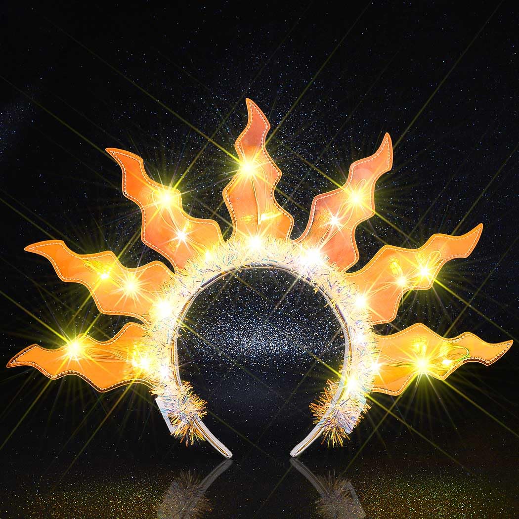 Fascia Per Capelli Con Luci LED A Forma Di Fiamme Di Fuoco - Accessorio Luminoso Per Feste, Discoteca, Carnevale - Taglia Unica Adulta - 5