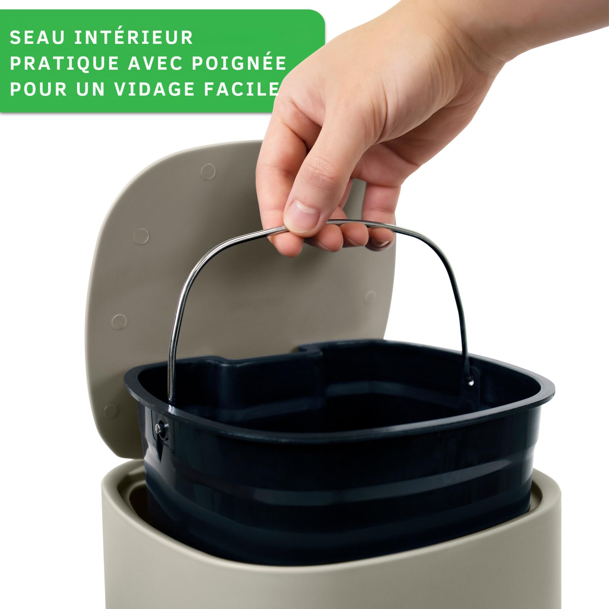 YourCasa® Poubelle salle bain [5L] Design élégant pour salle de bain ou cuisine - Poubelles salle de bain poubelle toilette wc - Poubelle design à pédale avec couvercle et fermeture amortie (Beige)
