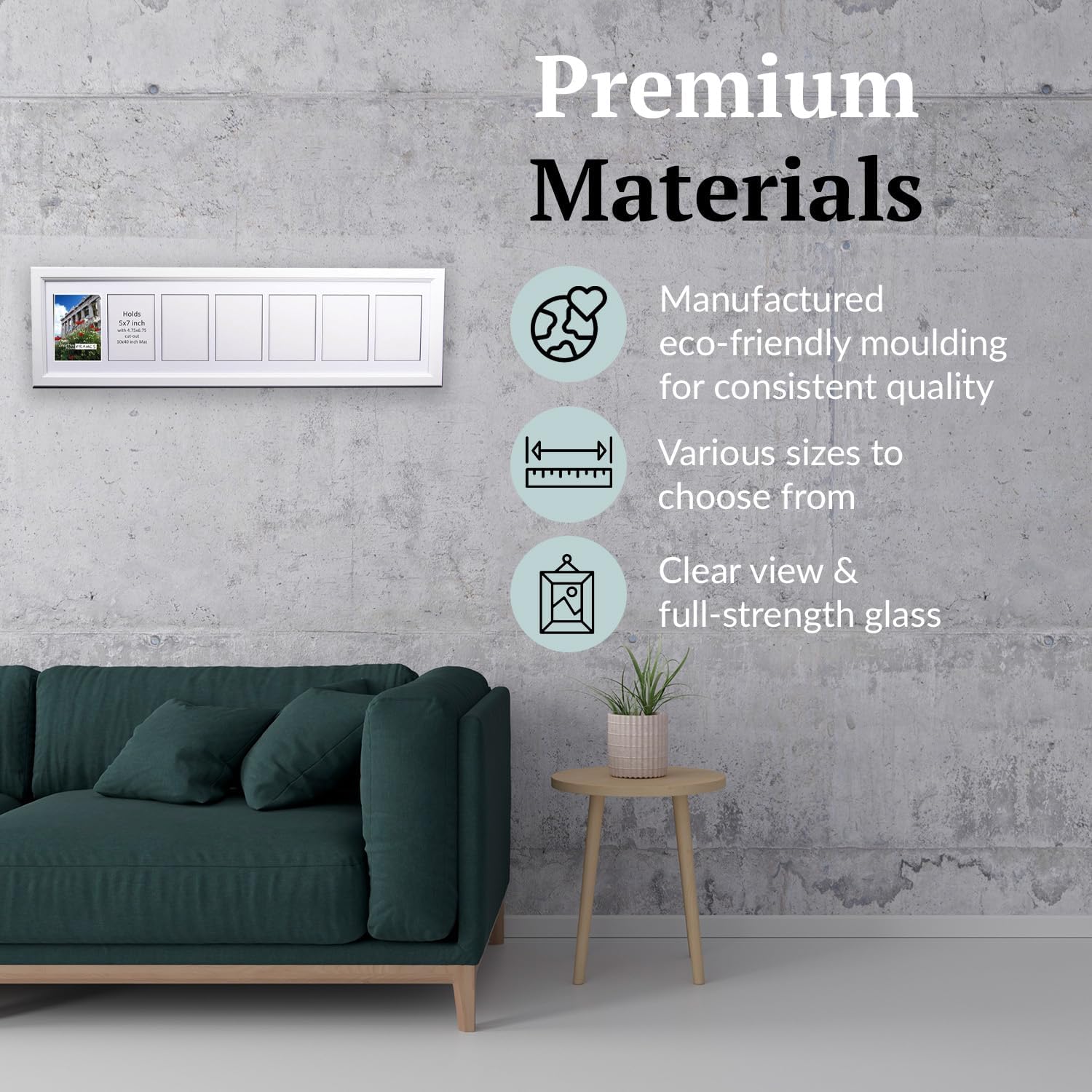 Creative Picture Frames 7 Opening Glass Face White Picture Frame To Hold 5 By 7 Inch Photographs Including 10X40-Inch White Mat Collage