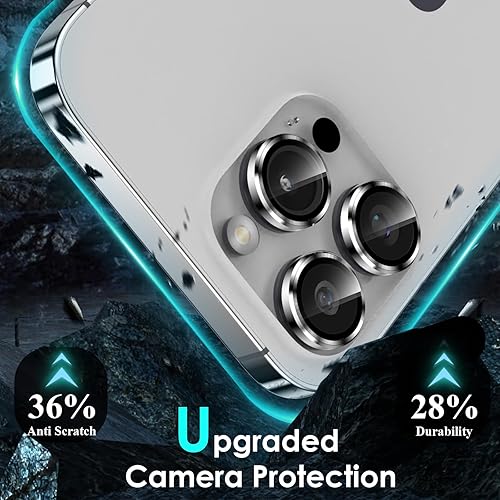 Miniatura 3 de YWXTW Protector de lente de cámara para iPhone 15 ProiPhone 15 Pro Max, bandeja de instalación de 1 paso Protector de pantalla de vidrio templado,