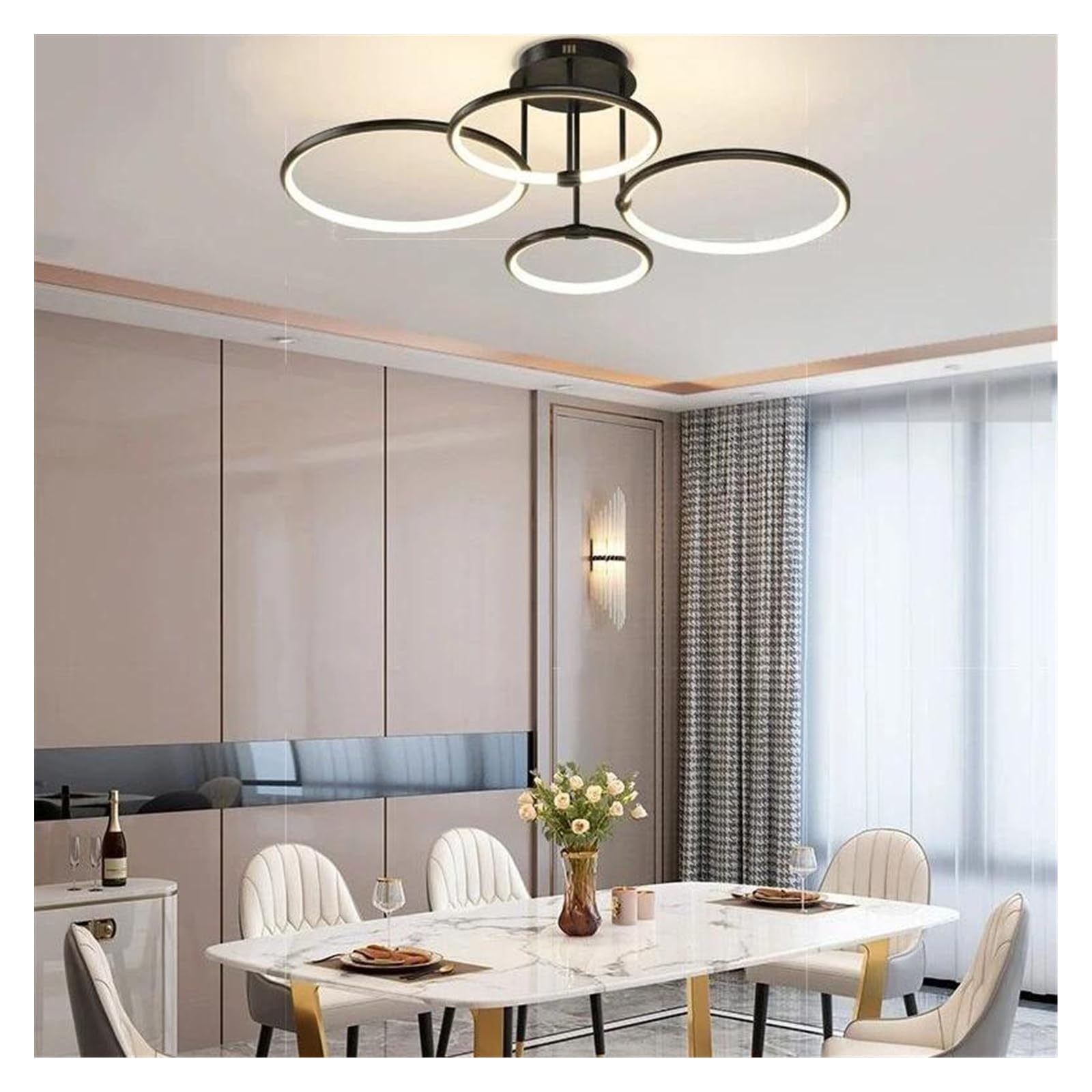 HYJAUSXB Italian Minimalist Living Room Chandelier High End Led Circle Hall Bedroom Chandelier(RC Dimming,BD75CM)