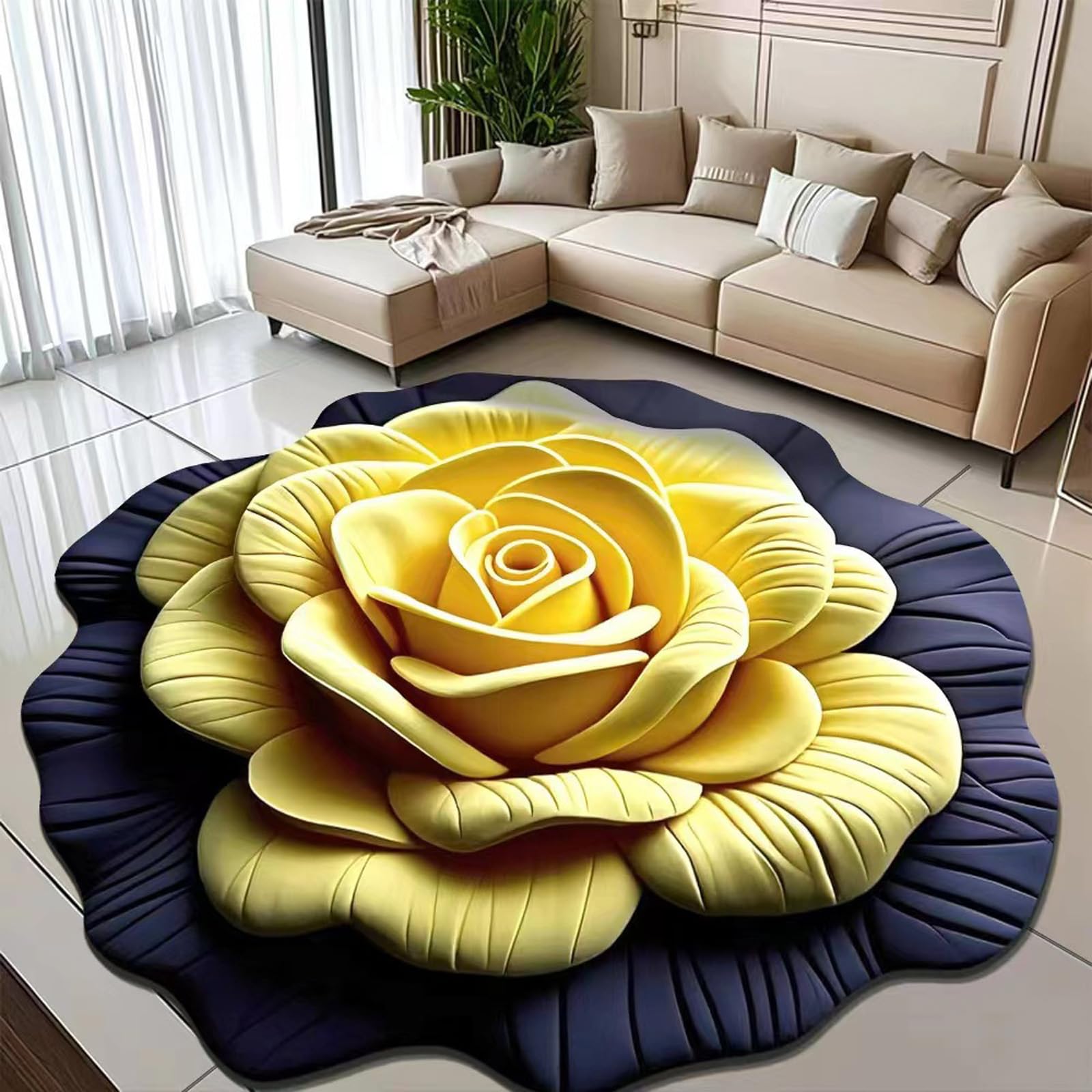 Floral Plush & Diatomaceous Earth Floor Mat – 3D Flower Design, Soft and Comfortable, Super Absorbent, Dual-Sided Non-Slip, Quick-Dry Bathroom Rug for
