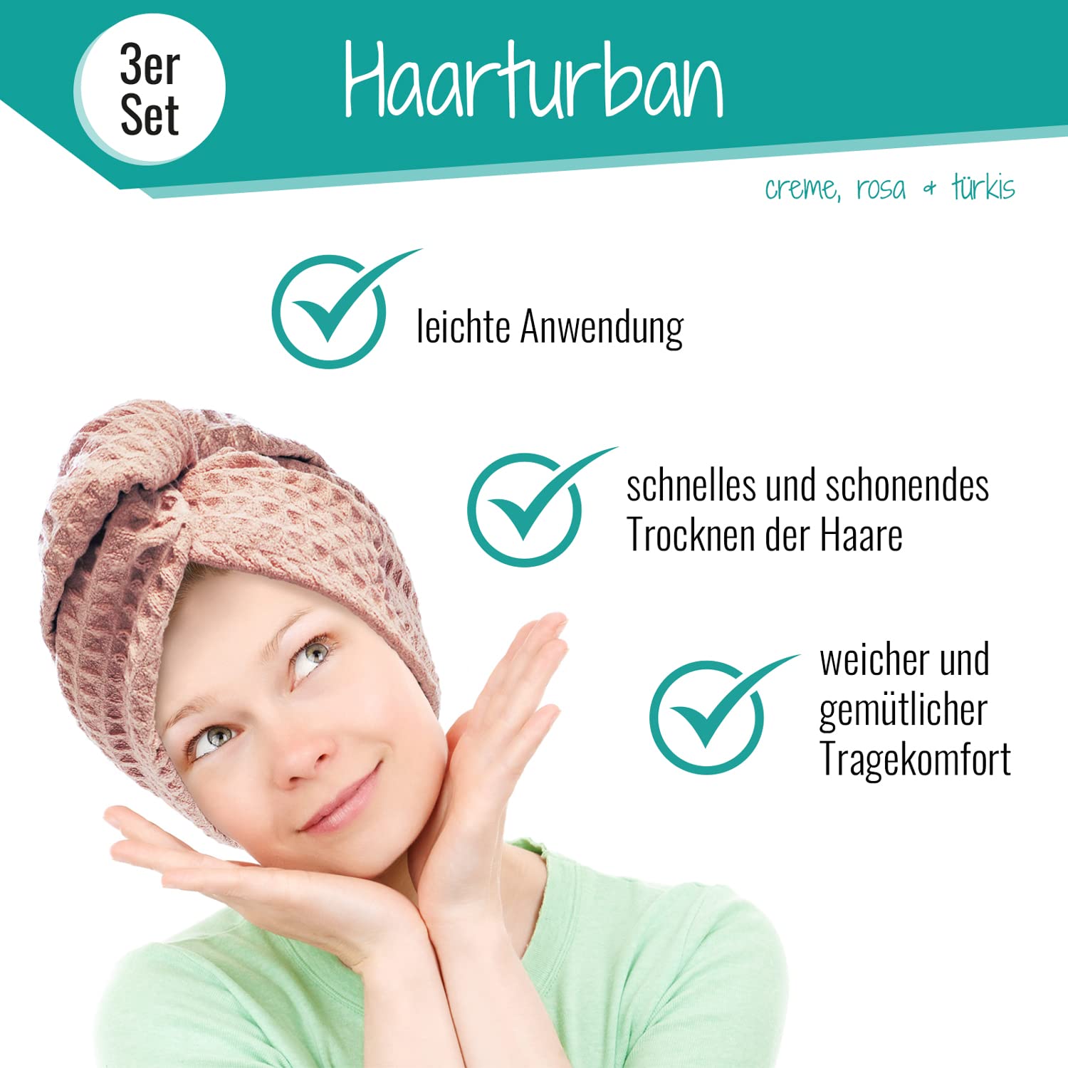 Serviettes Séchage Cheveux Mreechan - 4 Turbans Microfibre, Absorption Rapide, Design Bouton