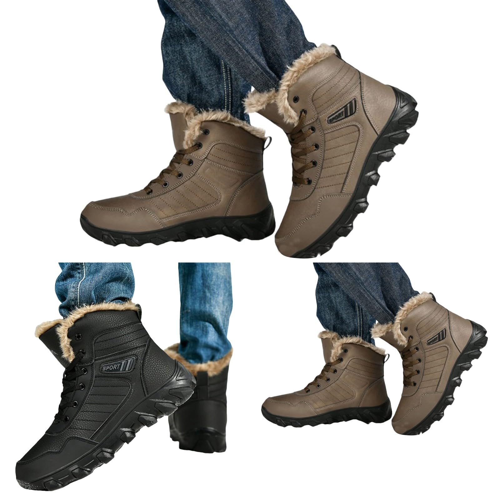 Chaussure de Ski Homme, Chaussure de Neige Homme, Botte de Neige Homme Imperméable Chaussure Tactique Homme Bottes Chaudes et de Neige À la par Temps Froid Bottes Noires Femme