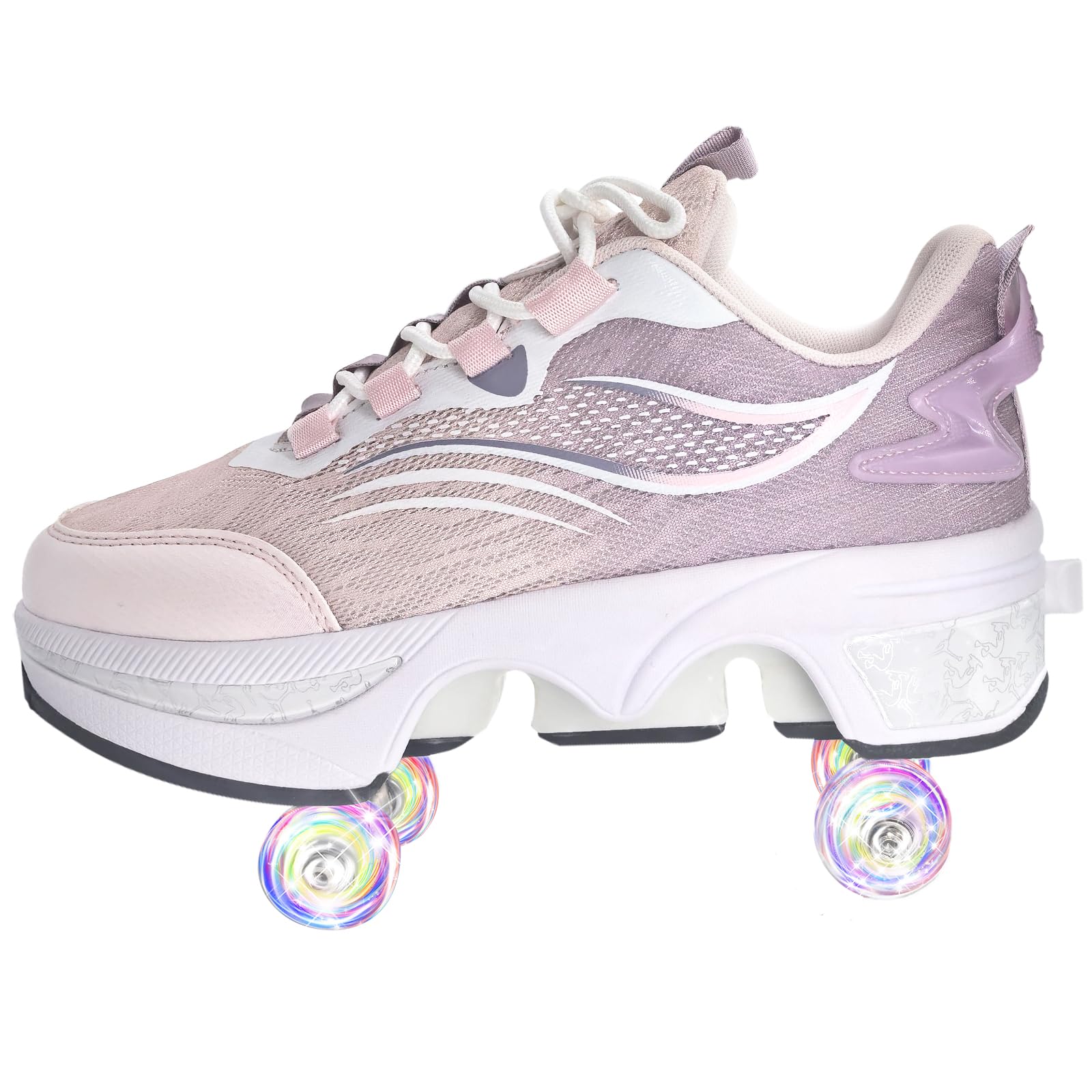 TOME. SKATES Scarpe con Rotelle per bambine, Pattini a Rotelle per bambini e Sneakers 2 in 1, Pattini a 4 Ruote deformati per bambino come regali di Natale e compleanno