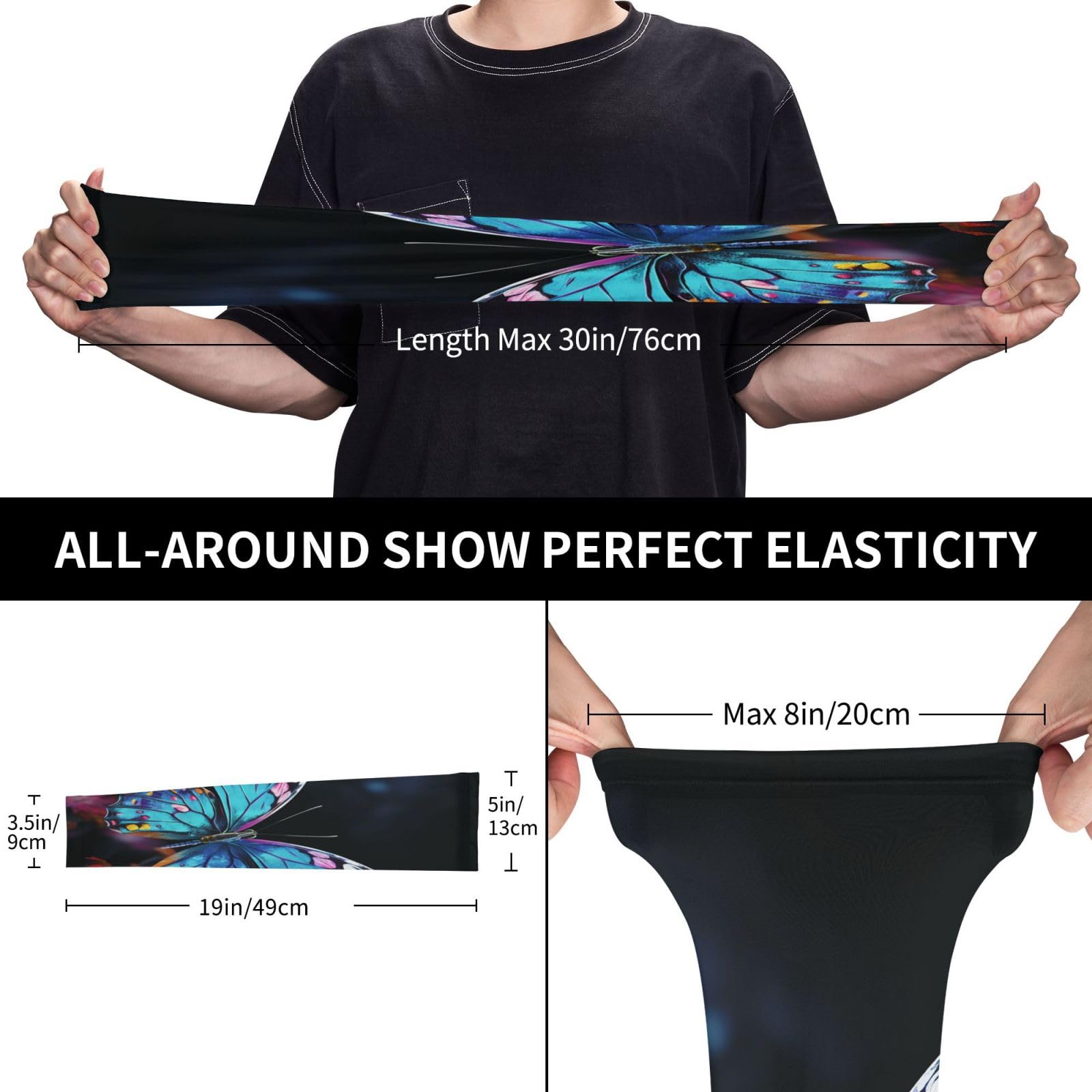 RLDOBOFE UV Sun Protection Arm Sleeves Charming butterfly Compression Sleeves Cooling Arm Sleeves for Men Women Gardening Sleeves