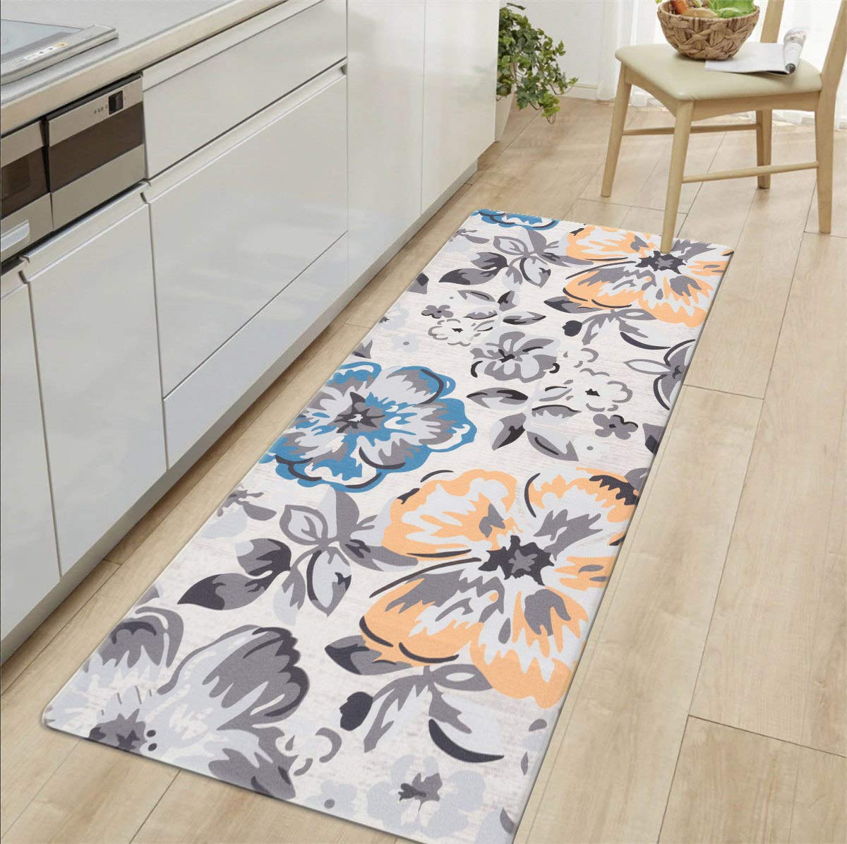 Rugshop Modern Floral Anti Fatigue Standing Mat 18" x 47" Cream