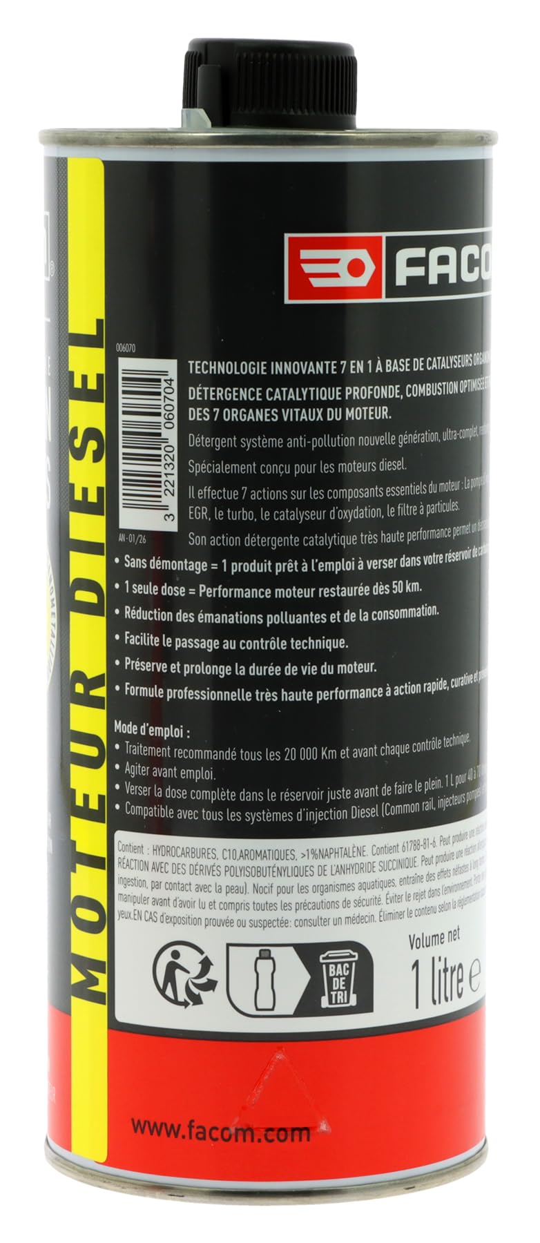 FACOM 006070 Détergent Système Anti-Pollution Diesel 7 en 1 – Nettoyant Injecteurs, EGR, Turbo & FAP – Formule Pro 1L - 5