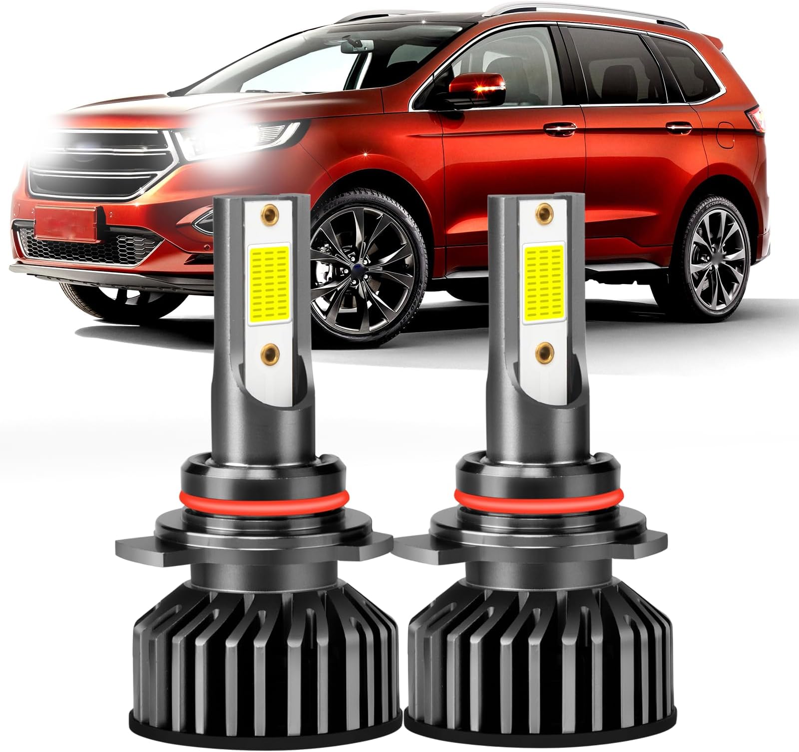 Fit for FORD EDGE (2011-2014) LED Headlight Bulbs, Super Bright 9012 High/Low Beam LED Headlamps,12000LM LED Headlights,6000K Cool Waterproof, Pack of 2