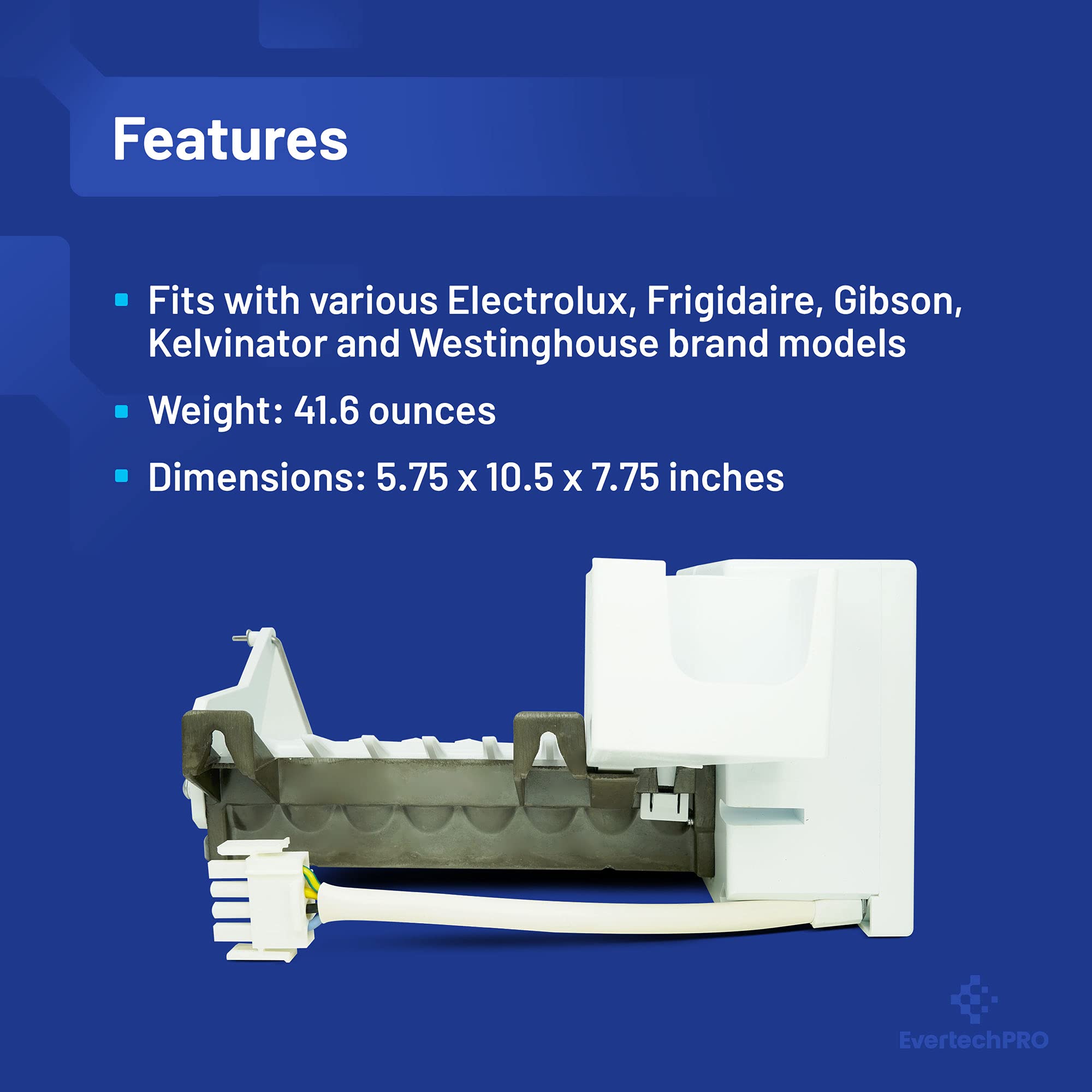 EvertechPRO 5303918344 Icemaker Ersatz für Frigidaire Kühlschrank 241696501 5304436617 241627701 241680601
