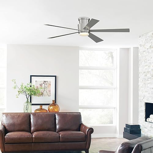Miniatura 13 de AireHug - Ventilador de techo interior de 60 pulgadas con kit de luces LED CCT Select - Níquel cepillado con cuchillas reversibles negras/grises