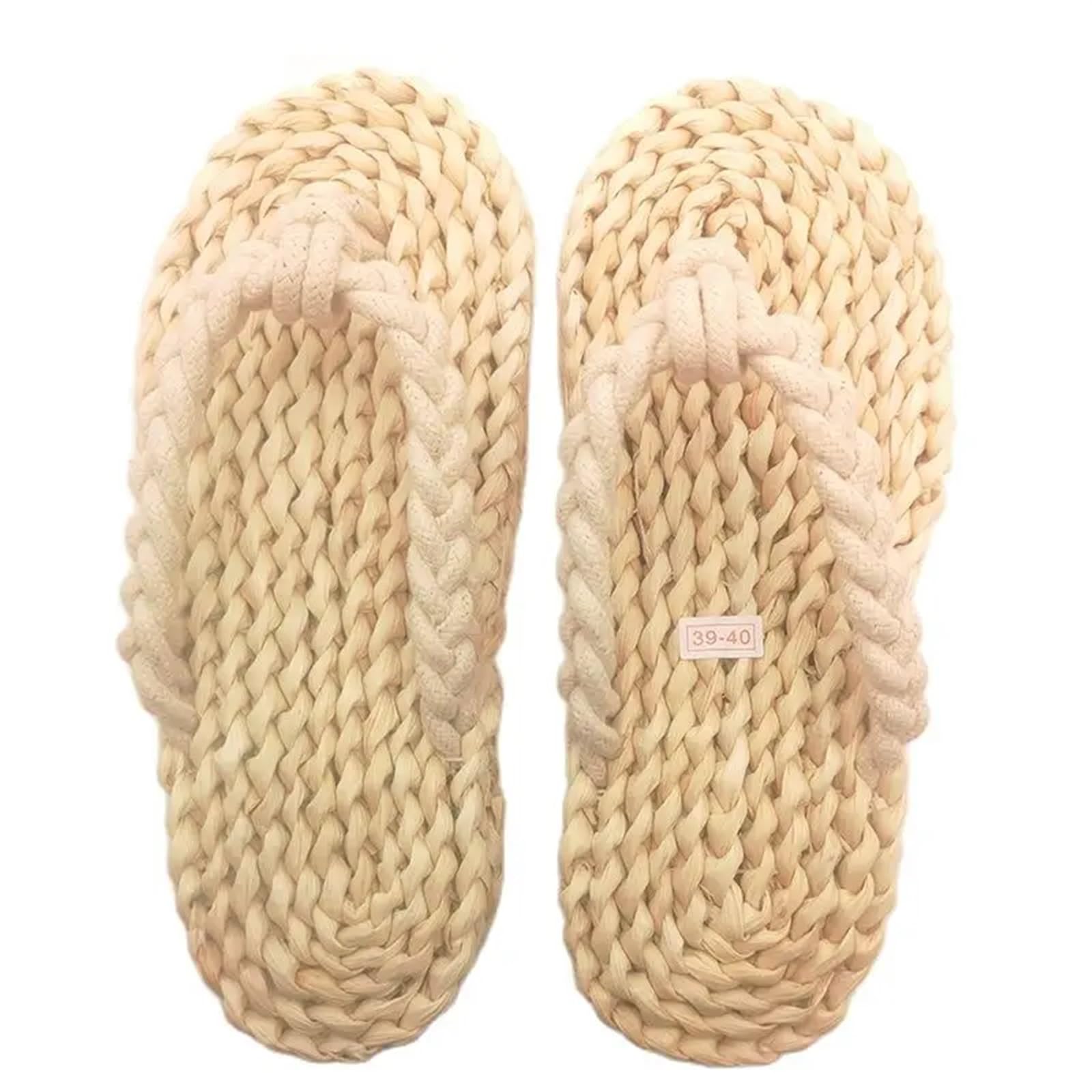 Sandalias de Paja Tejidas a Mano, Zapatillas, Transpirables, Naturales, for Hombres y Mujeres, Chanclas de Interior Zapatillas Tejidas De Paja(7)