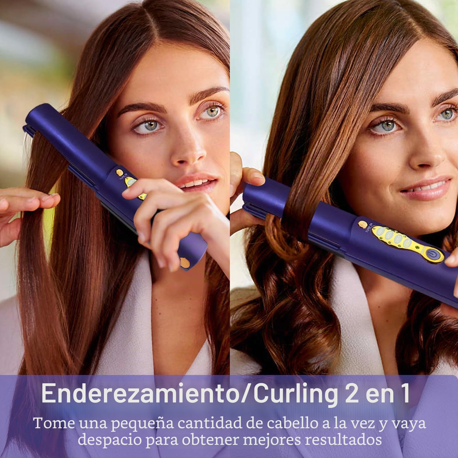 Planchas del Pelo Inalambrica con Batería 5000mAh, Plancha y Rizador de Pelo 2 en 1, Portátil Mini Plancha Pelo Viaje Placa de Titanio 3D con Funda Anti-Quemaduras, Calentamiento Rápido en Segundos