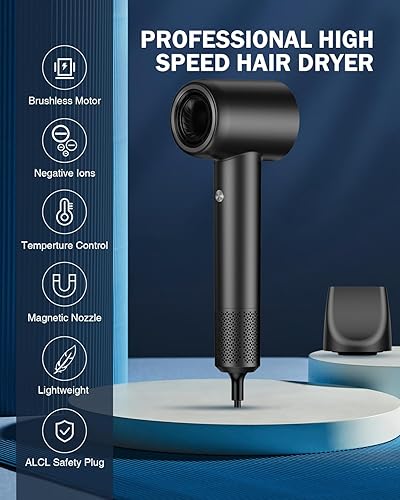 Miniatura 8 de Secador de pelo, secador iónico de alta velocidad con motor sin escobillas de 110, 000 RPM para secado rápido, 1500 W de bajo ruido termo-control 4