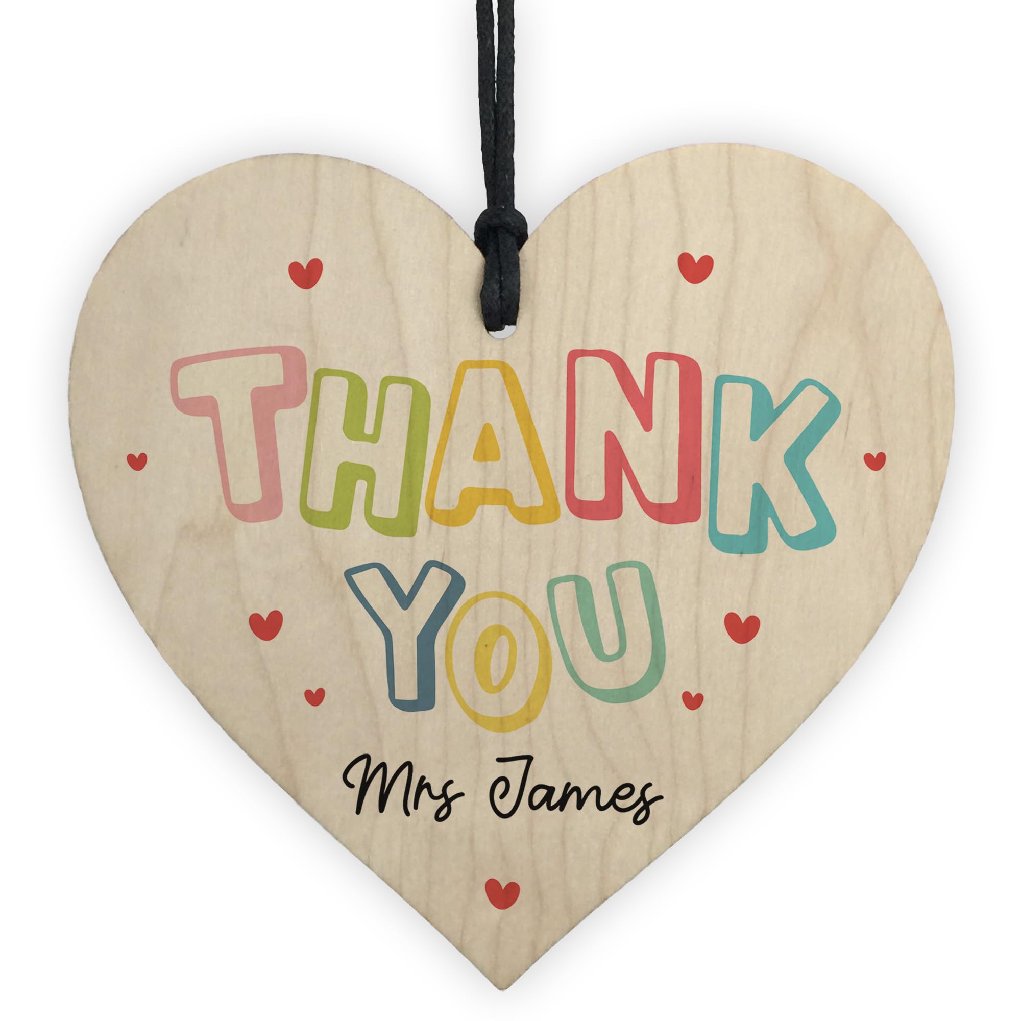 Red Ocean Personalised Thank You Teacher Wooden Heart End of Term Leaving School Nursery For Teachers Teaching Assistant TA Tutor Appreciation