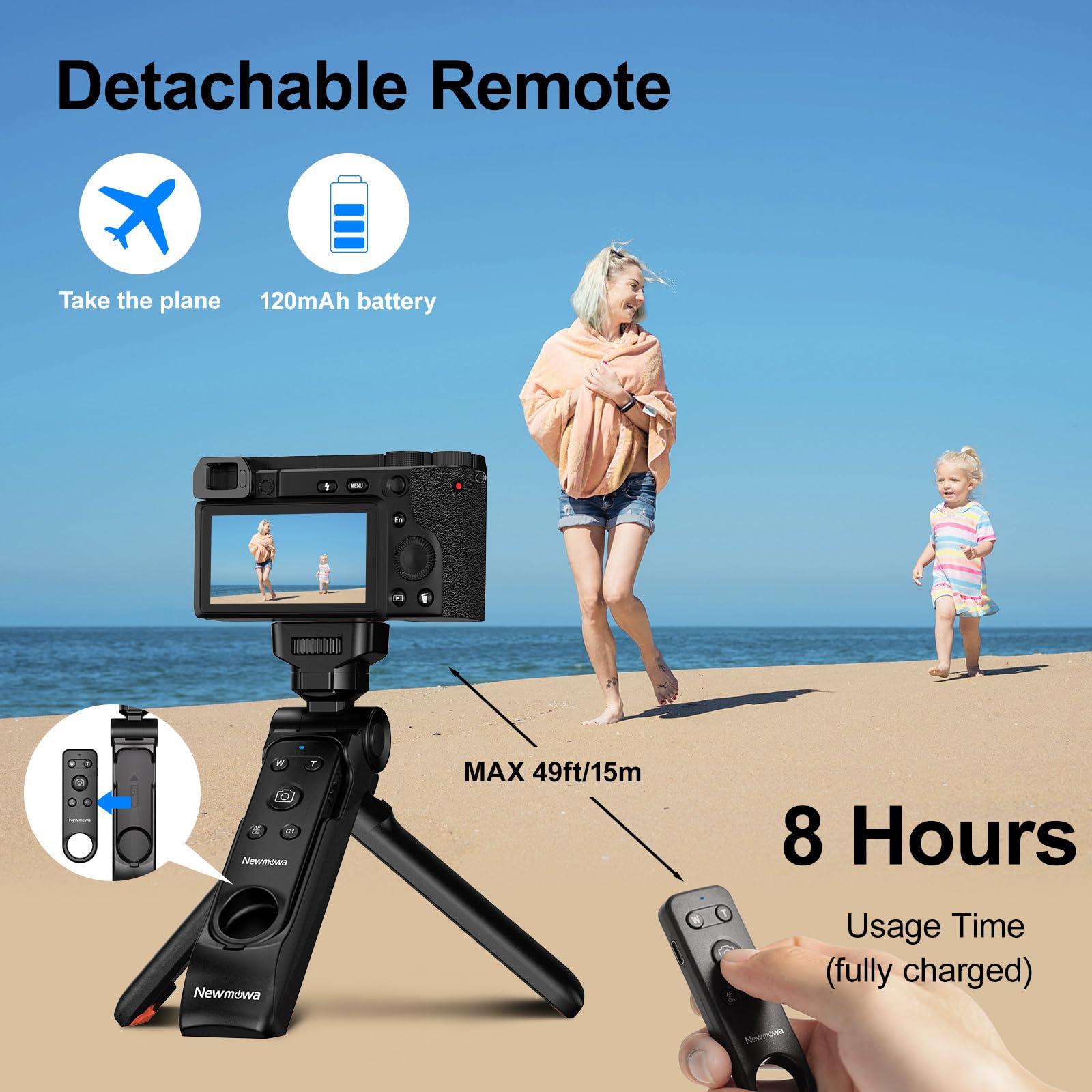 Newmowa Camera Tripod with Detachable Remote for Sony ZV-1, Canon EOS R, Nikon Z50