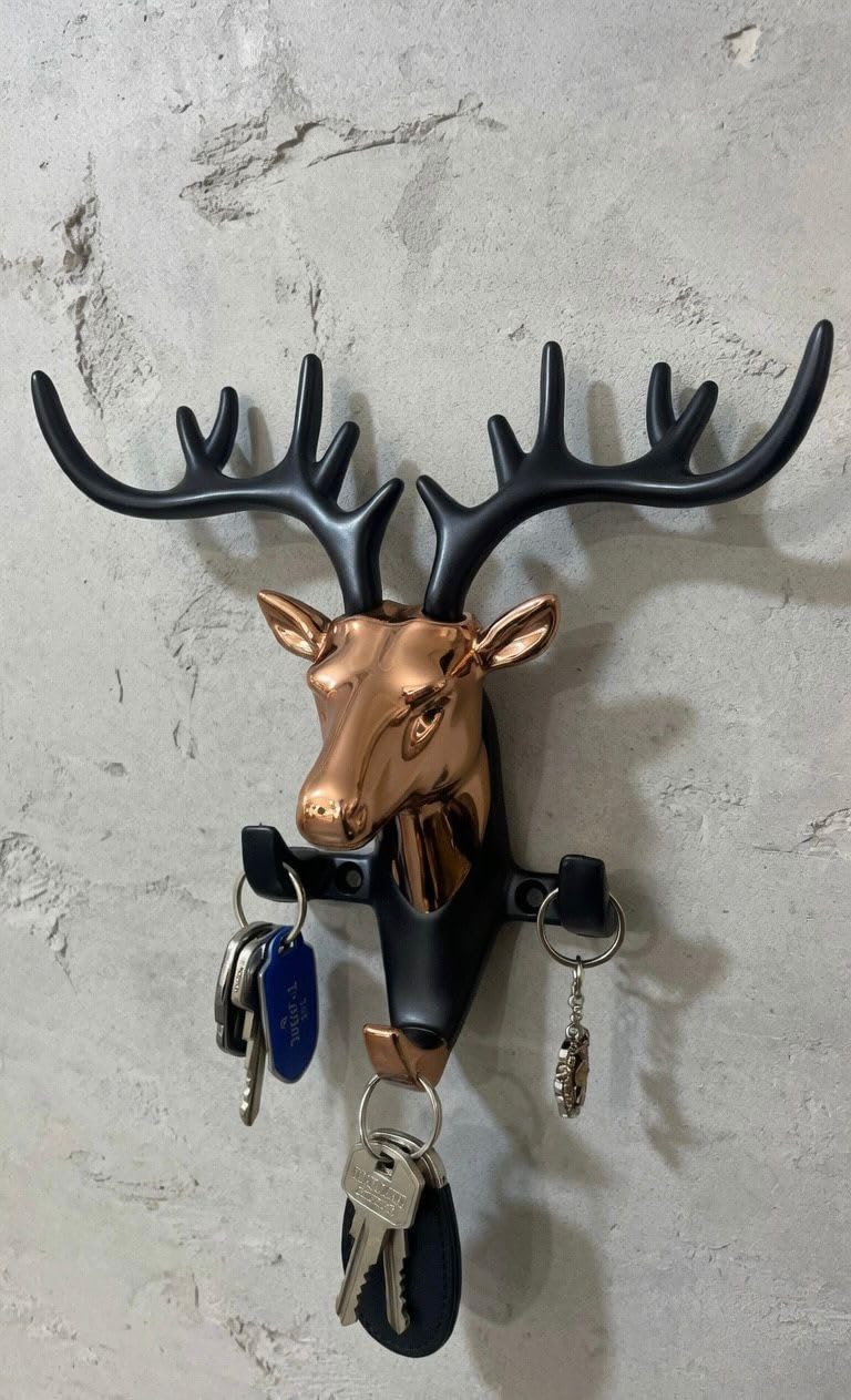Vasu Creation Deer Head Wall Hook & Key Holder - Silver & B (Rose Gold)-image-26