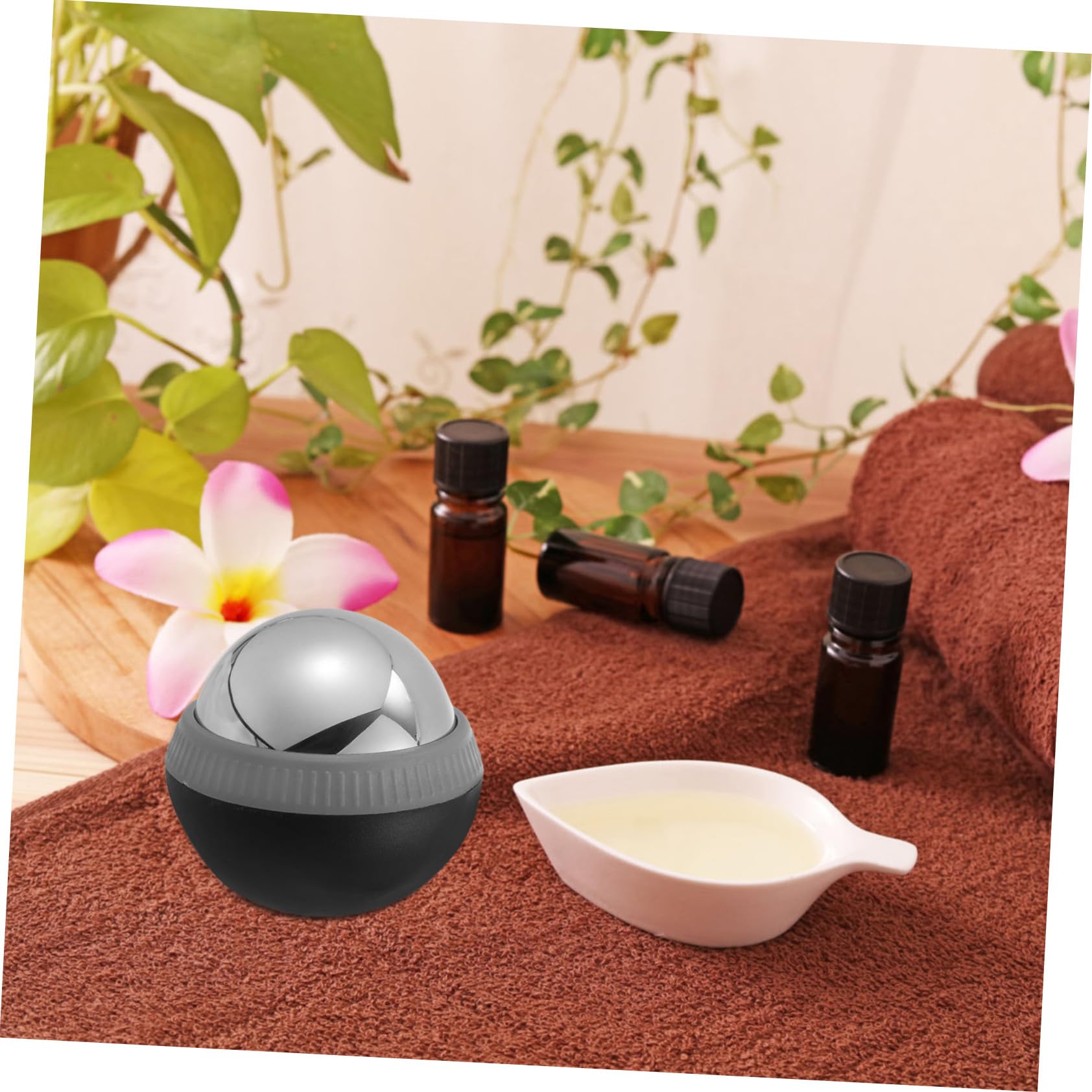 1 Stück Edelstahl Massageball Schwarz mit Aufbewahrungstasche