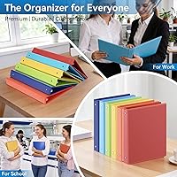 Vista 7 de Carpeta de 3 anillos de 1 pulgada con 2 bolsillos interiores, carpetas básicas de 1 pulgada con capacidad para papel de tamaño carta estadounidense