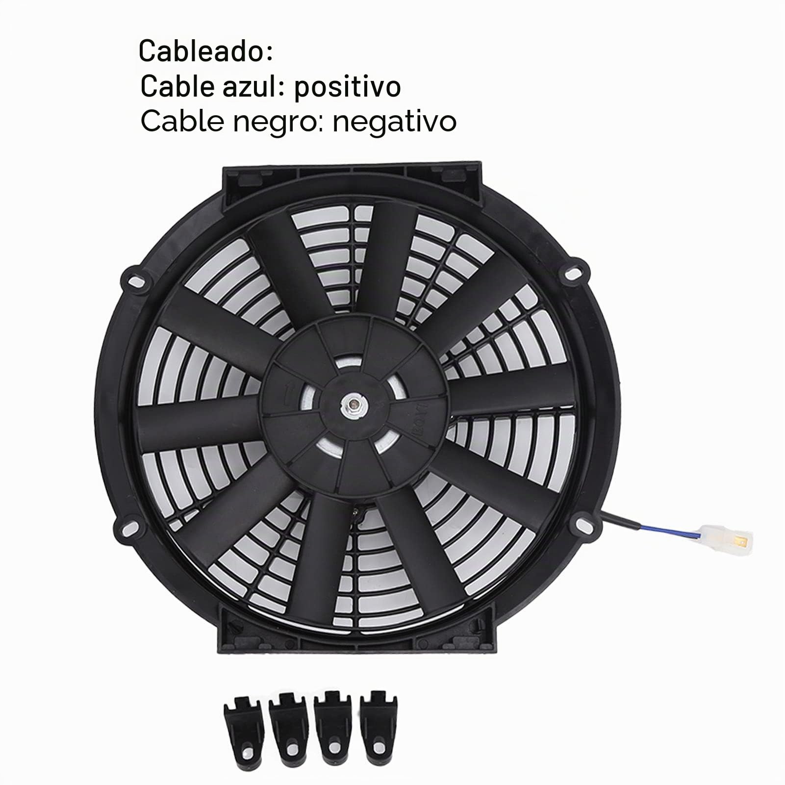 Ventilador eléctrico, radiador delgado de 10 pulgadas, ventilador de radiador eléctrico, 24 V, 80 W, 2100 RPM, 10 aspas rectas, universal para coche, negro