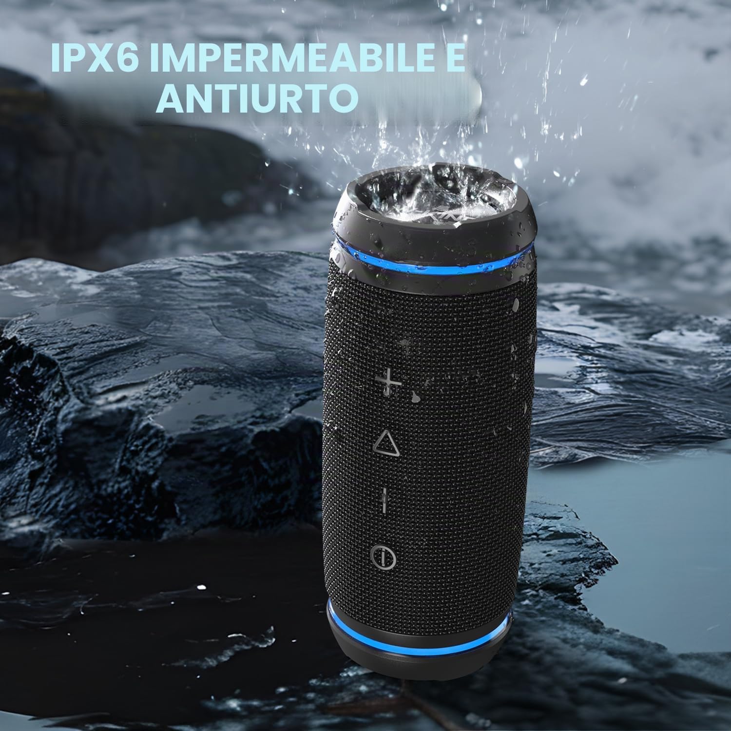 W-KING Cassa Bluetooth Portatile Potente 36W PEAK, Altoparlante Impermeabile IPX6, 360° HI-FI Bassi Potenti, Bluetooth 5.4, Chiamata in Vivavoce, Vero Stereo Senza Fili, AUX, Tipo-C