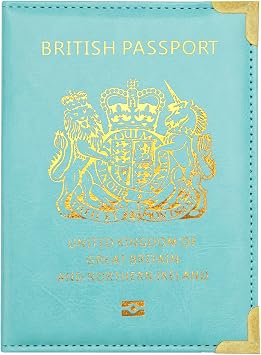 Passport Cover Holiday Essentials UK Passport Holder Minimalist Wallet British Travel Accesaries Ireland Card Holder Light Blue